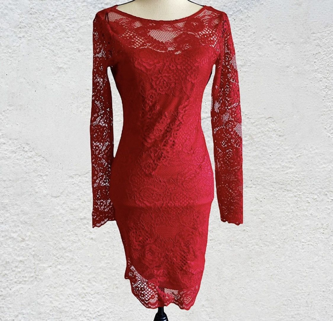 H&M LONG SLEEVE FLORAL LACE EMBROIDERED V BACK COCKTAIL DRESS Size M / US 6-8 / IT 42-44 - 4 Thumbnail
