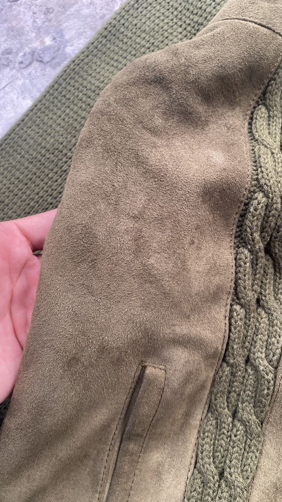 Designer × Torras Torras Suede Cable Knit Jacket 80s Spain Size US L / EU 52-54 / 3 - 6 Thumbnail
