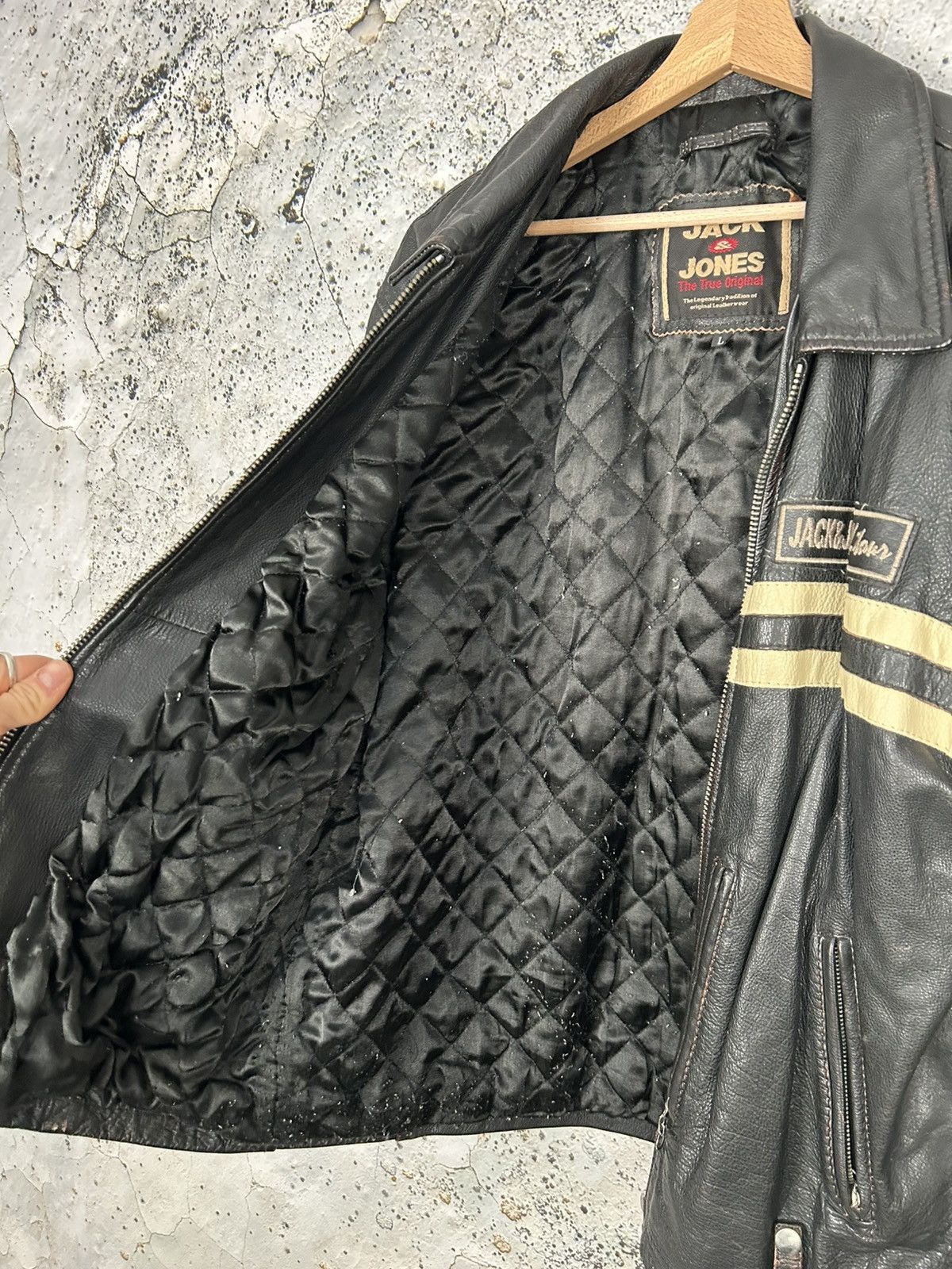 Genuine Leather Vintage Jack & Jones Leather Jacket Punk Grunge Rock Metal Size US L / EU 52-54 / 3 - 5 Thumbnail