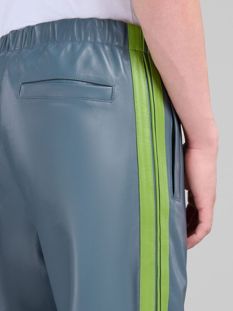 Marni o1w1db11125 Teal Nappa Leather Track Pant in Blue Size US 30 / EU 46 - 4 Thumbnail