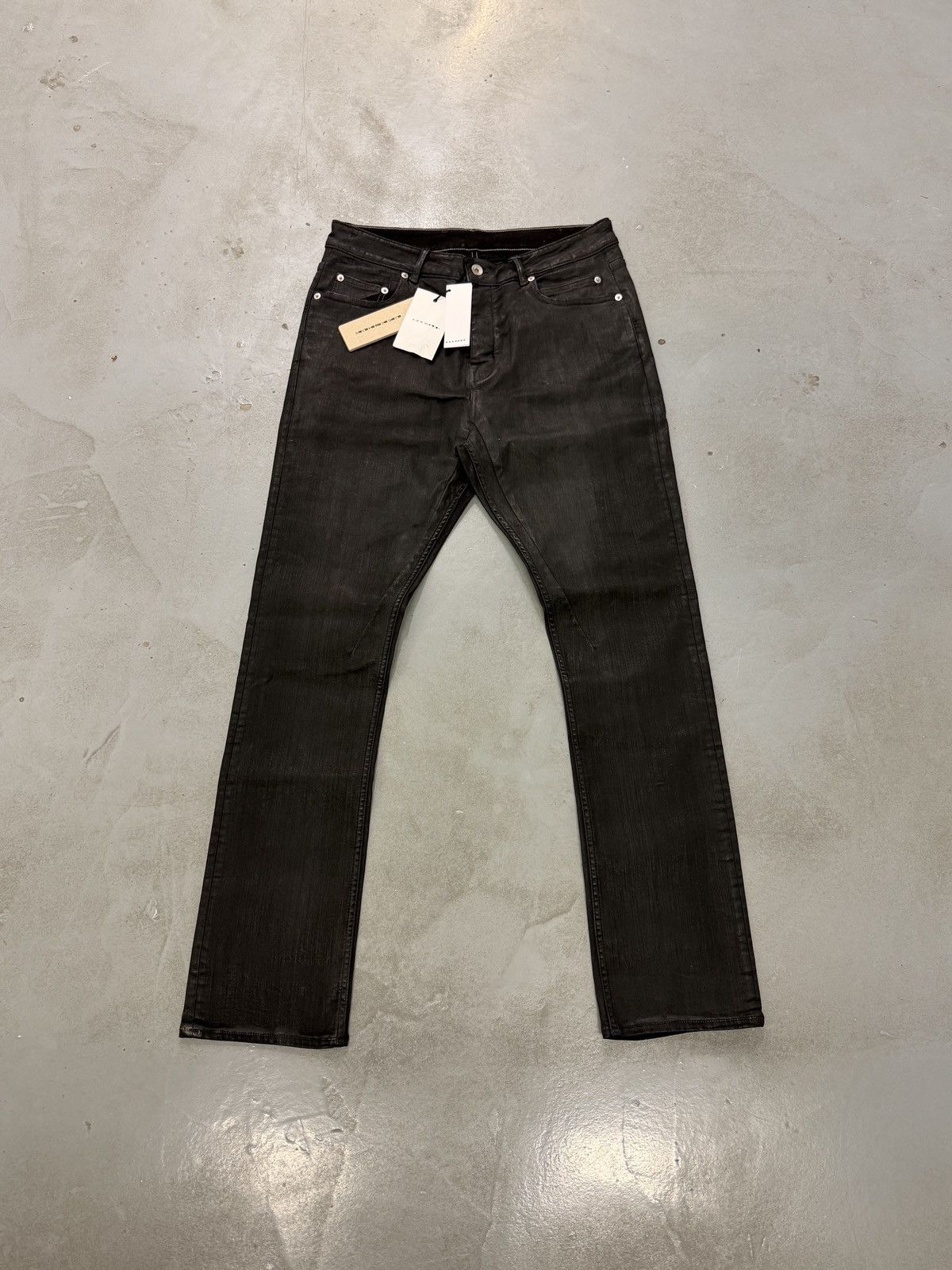 Rick Owens Detroit Cut Black Wax Jeans
