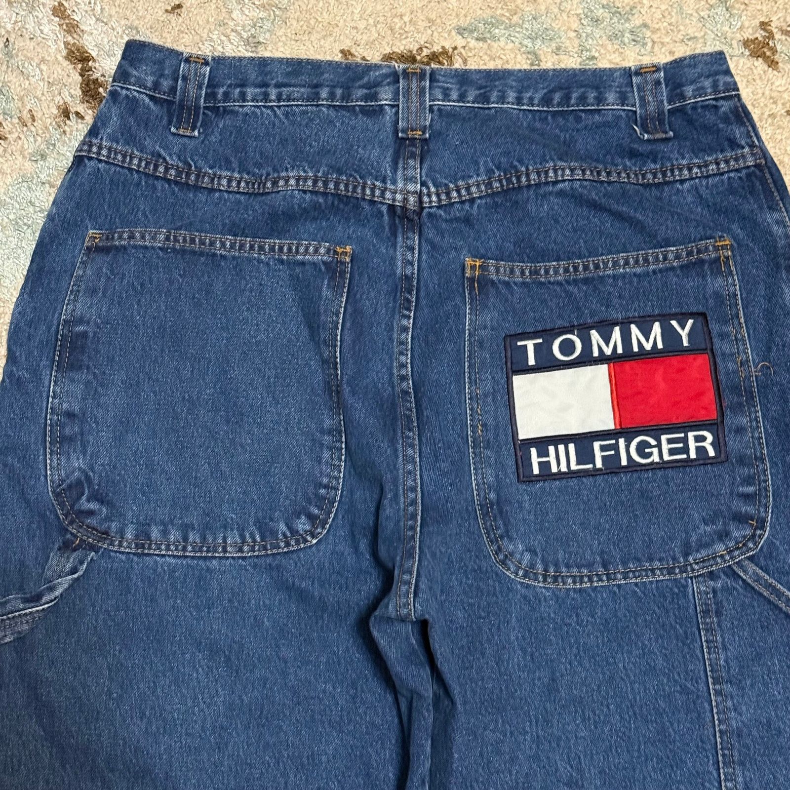 Tommy Hilfiger × Vintage Vintage Tommy Hilfiger Baggy Carpenter Jeans 34x32 Big Logo Size US 34 / EU 50 - 3 Thumbnail