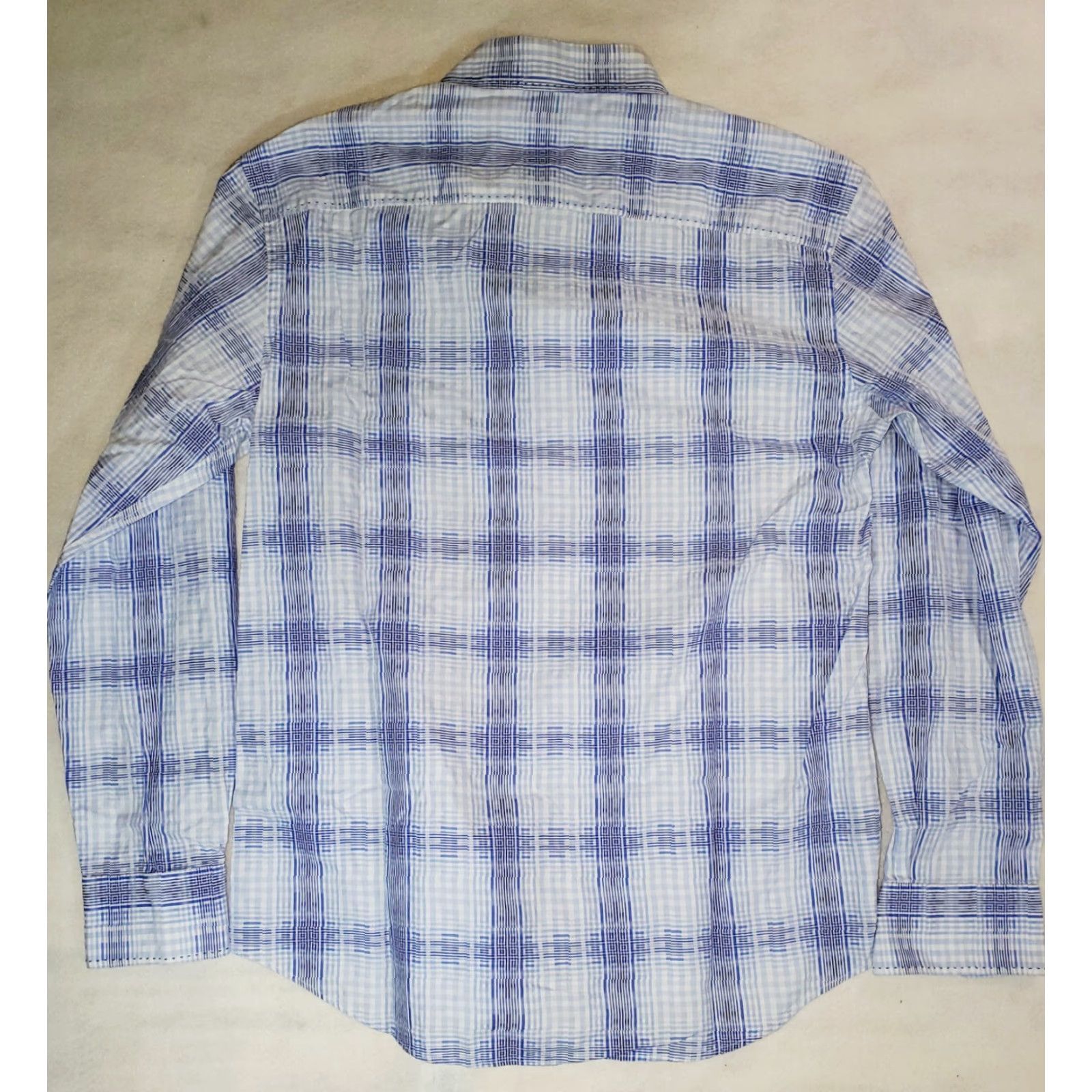 Tailorbyrd TAILORBYRD Plaid Shirt Dress Long Sleeve Flip Cuff Button-Up Casual Mens Large Blue/White, Blue, Cotton, Button-Down Collar, All Seasons, Regular Fit Size US L / EU 52-54 / 3 - 5 Thumbnail