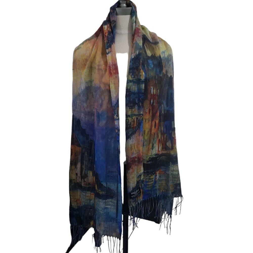 Designer CT1765 Magic Scarf Abstract Lightweight Wrap with Button Size ONE SIZE - 1 Thumbnail