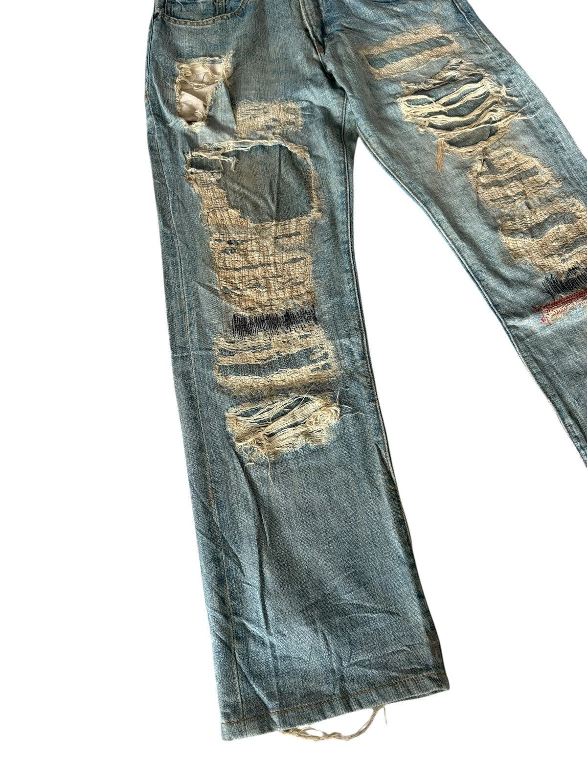 Japanese Brand Japanese Ykk New Max Faded Distressed Rare Design Denim Size US 29 - 5 Thumbnail