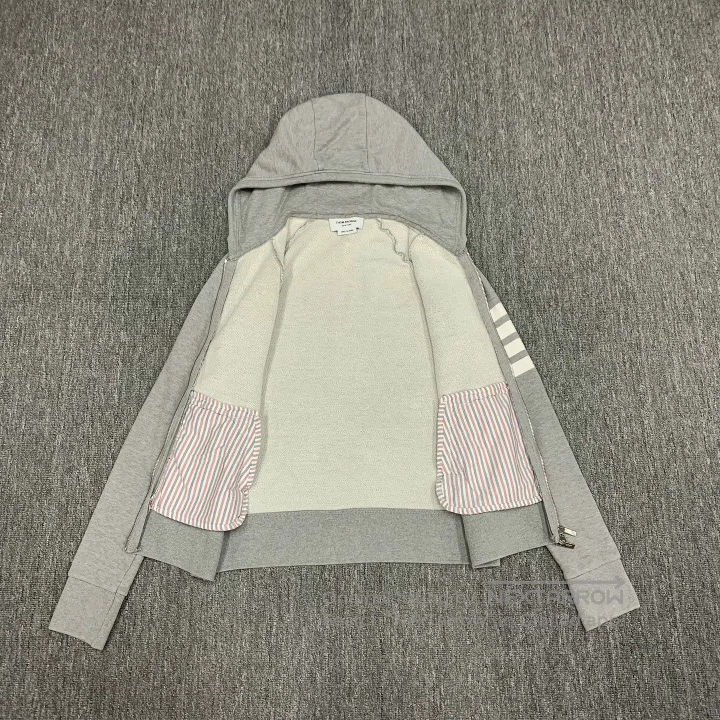 Thom Browne gray striped hooded jacket by Thom Browne. Size US M / EU 48-50 / 2 - 3 Thumbnail