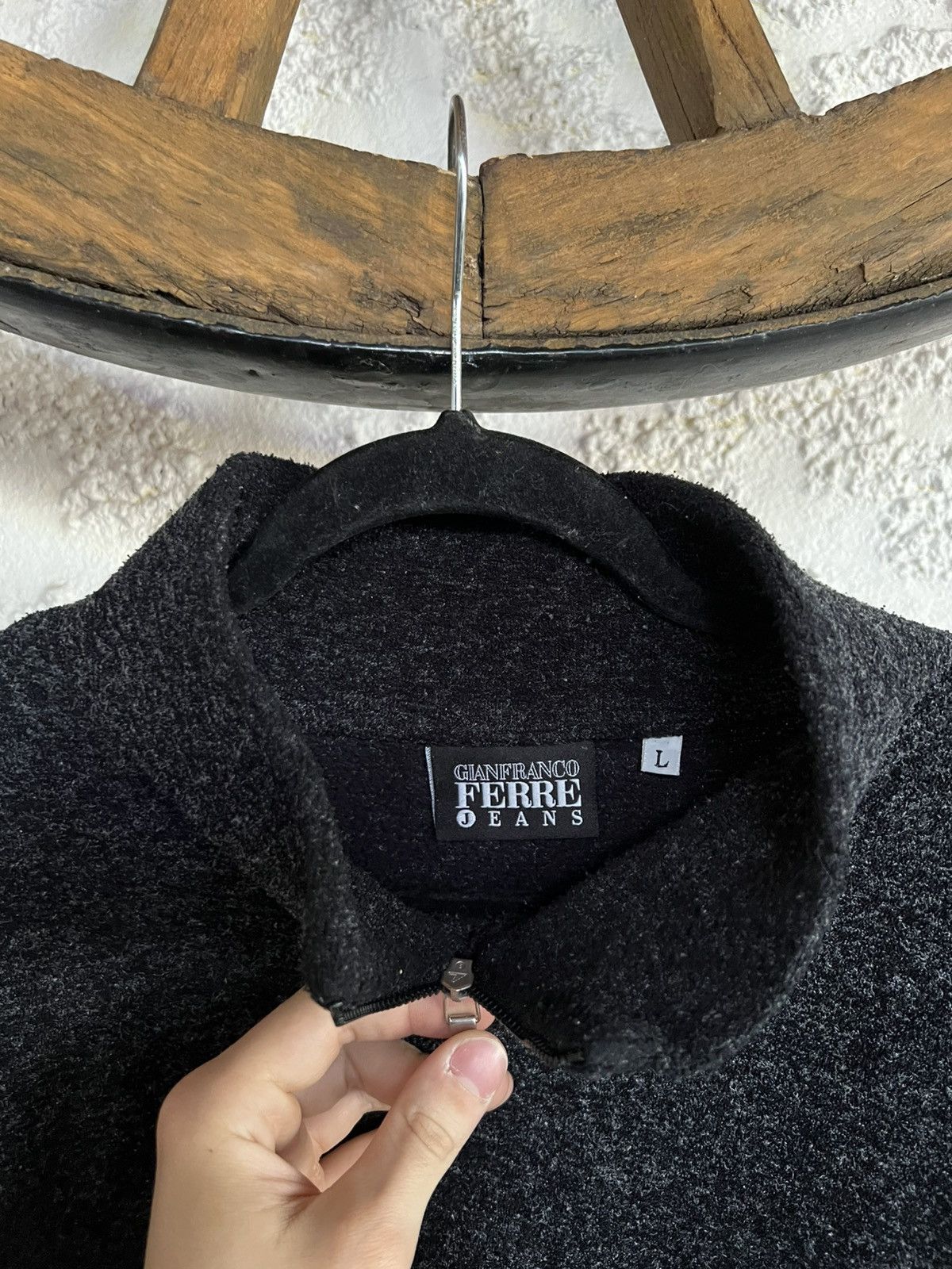 Gianfranco Ferre Gianfranco Ferre Avant Garde Knit/Fleece Part Zip Sweater Size US L / EU 52-54 / 3 - 5 Thumbnail