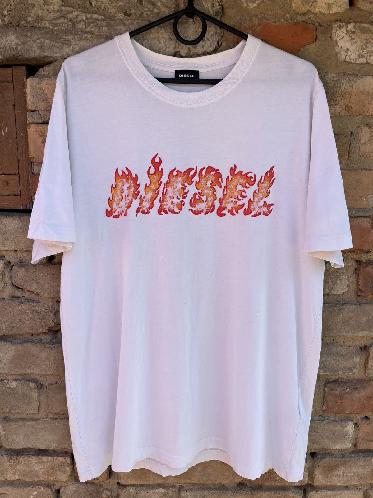 Diesel × Japanese Brand Vintage DIESEL Y2K Big Flame Fire Logo Distresse T-Shirt Tee Size US L / EU 52-54 / 3 - 1 Thumbnail
