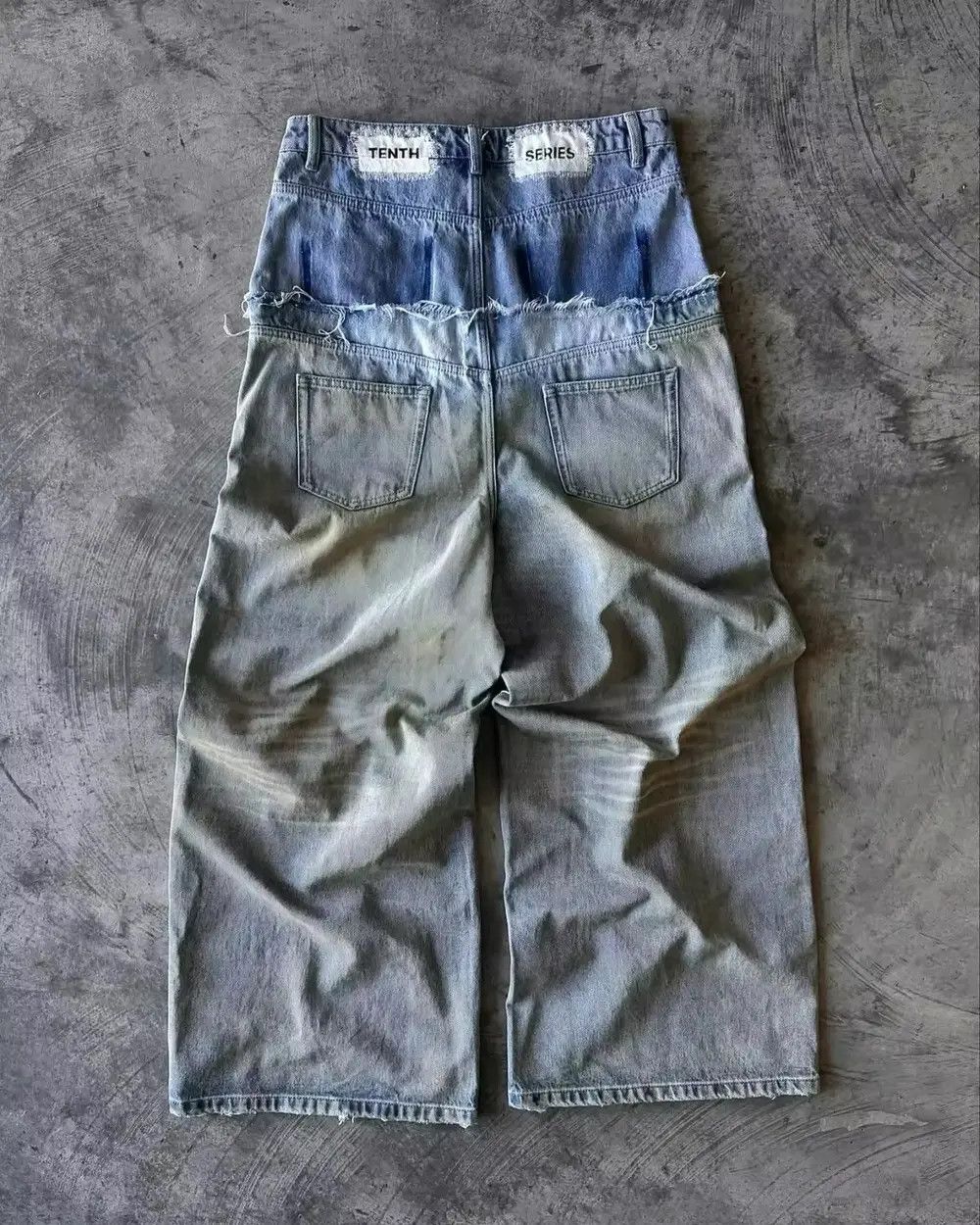 Jean Retro Double Stitching Washed Baggy Jeans Size US 33 - 2 Thumbnail
