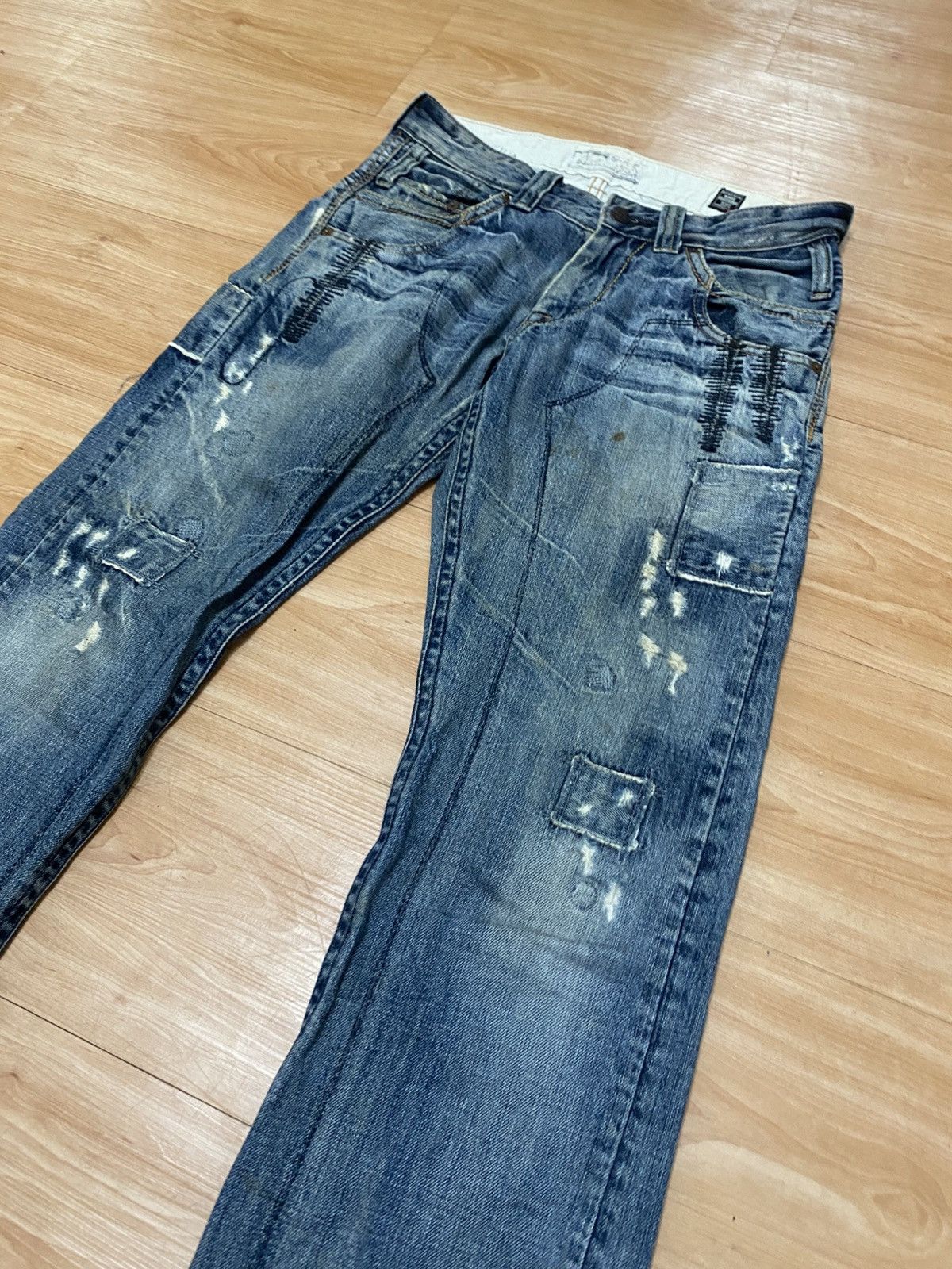 Designer × Japanese Brand Vintage bartack denim patch work pattern rasta style Size US 30 / EU 46 - 9 Thumbnail