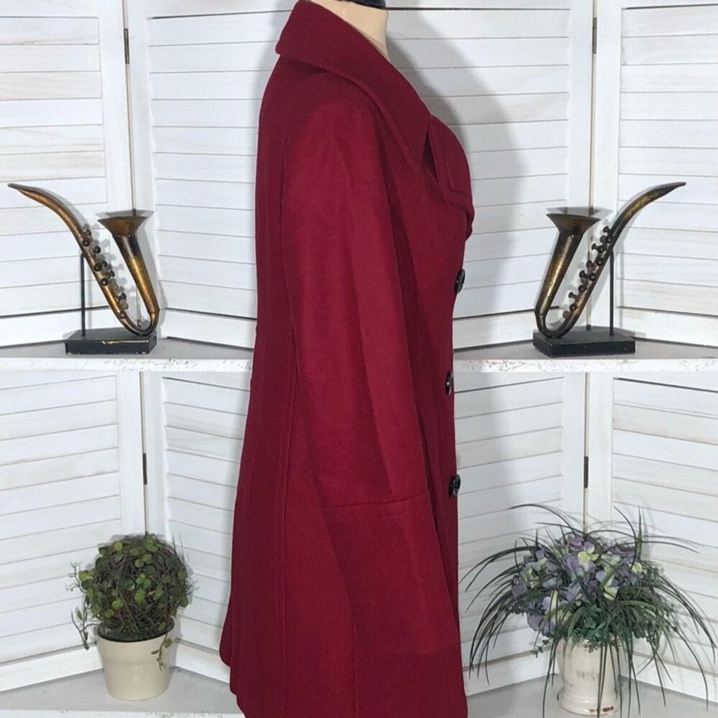 Anne Klein Anne Klein Peacoat Prepy Double Breasted Wool Red Burgundy S Size S / US 4 / IT 40 - 9 Thumbnail