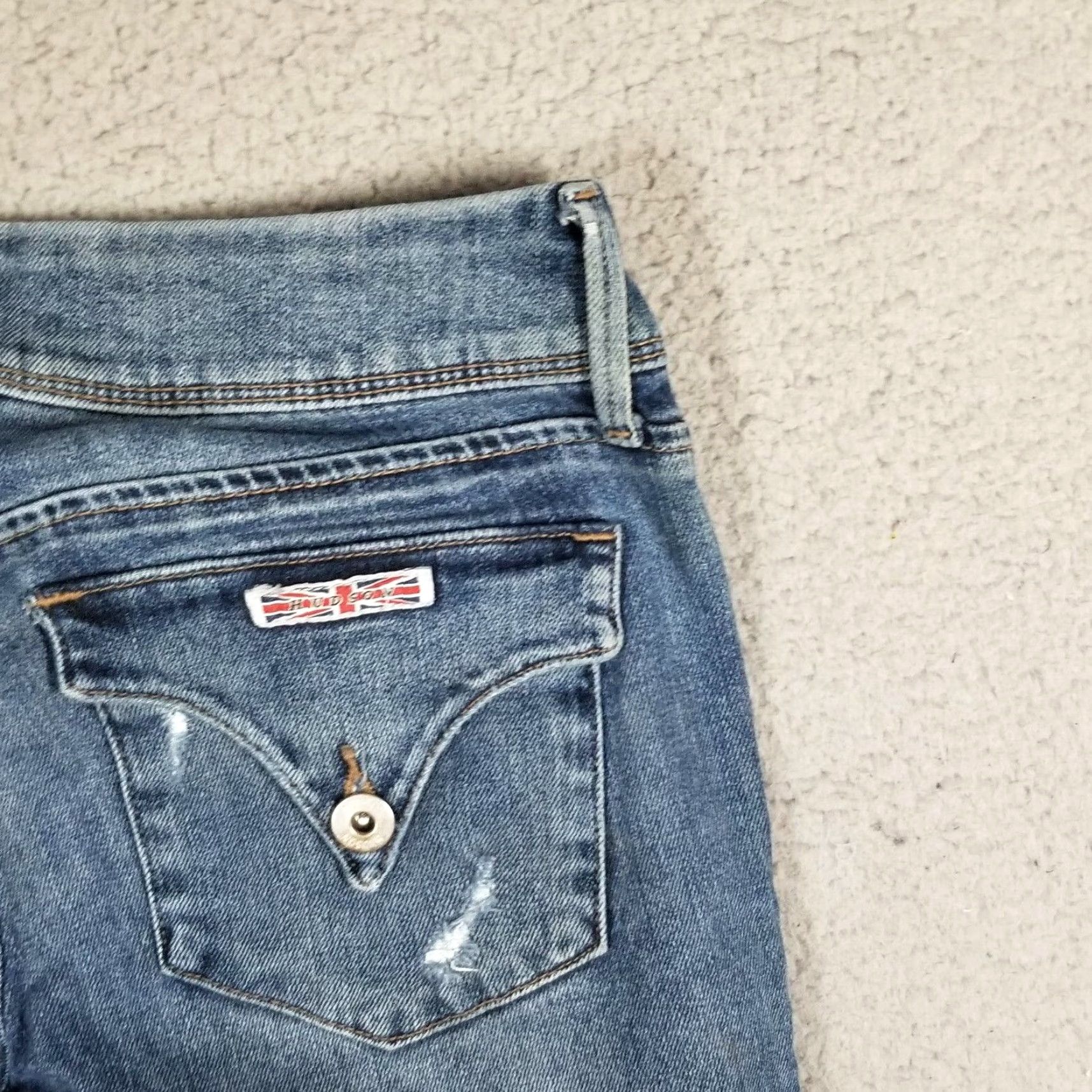 Hudson Hudson Jeans Slim/Extra-Slim Midrise Skinny Flap Pocket Distressed Denim 28x30 Women Blue Size 26 N/A Size 28" / US 6 / IT 42 - 3 Thumbnail