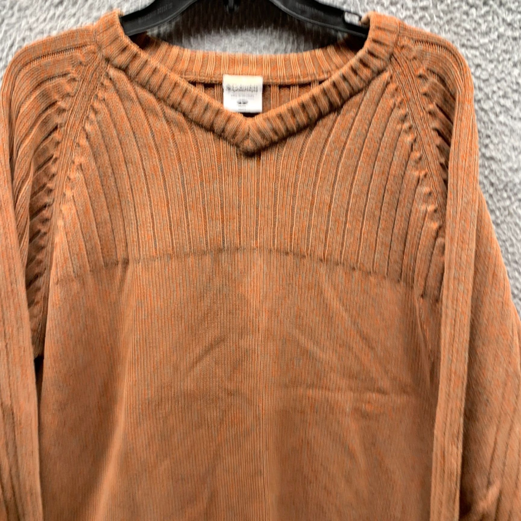 Vintage Columbia Sweater Mens Pullover Knit V-Neck Cotton Army Brown XL? Wait. Size US L / EU 52-54 / 3 - 4 Thumbnail