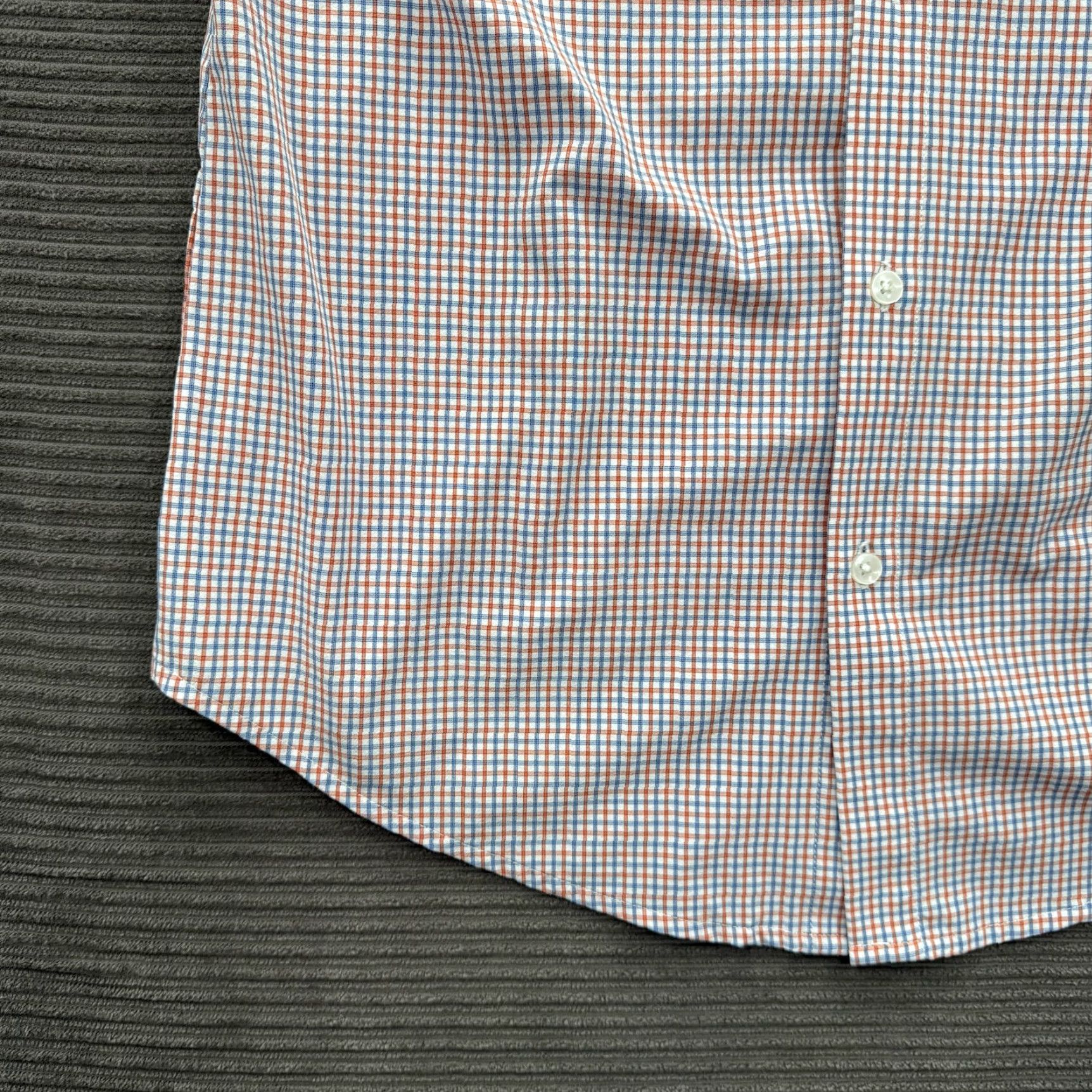 Mizzen+Main Mizzen+Main Leeward Shirt Mens Medium Trim Fit Orange Blue Plaid Performance Stretch Dress Shirt Size 40R - 6 Thumbnail