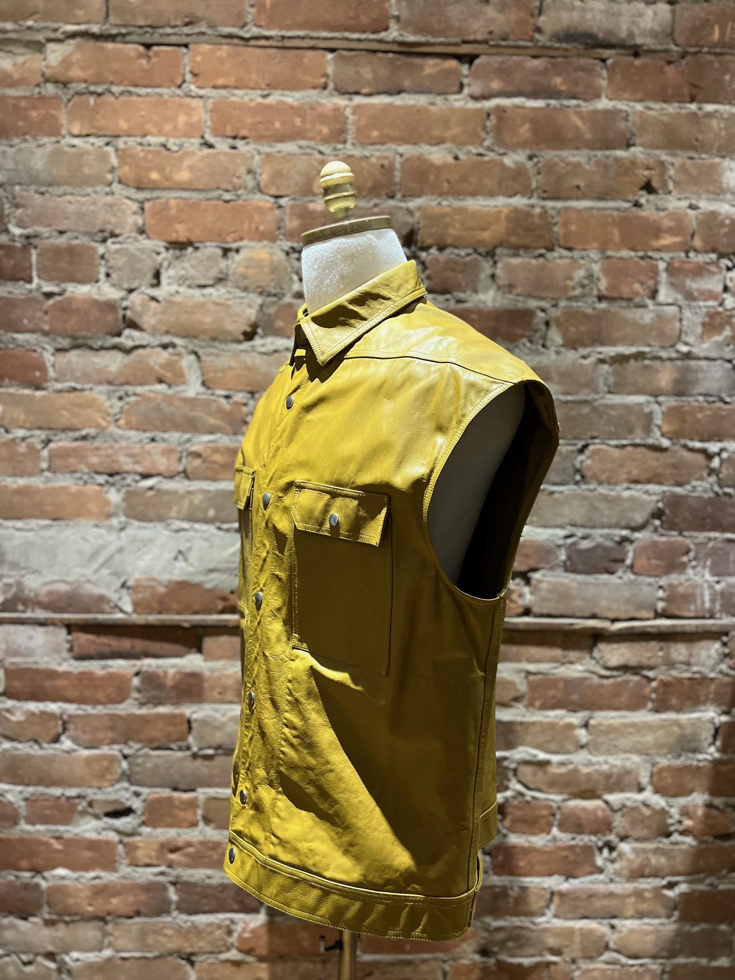 Rick Owens Rick Owens Mustard Yellow Leather Vest – SS22 Fogachine Size US M / EU 48-50 / 2 - 3 Thumbnail