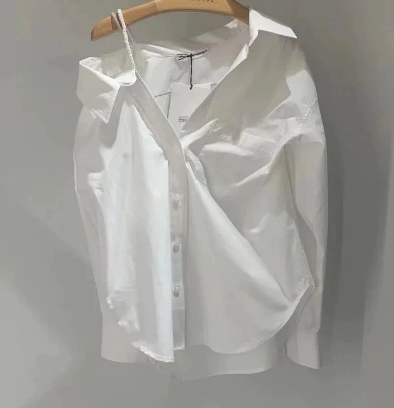 Alexander Wang Alexander Wang Women's Off-shoulder Cotton Shirt- Size L / US 10 / IT 46 - 1 Thumbnail