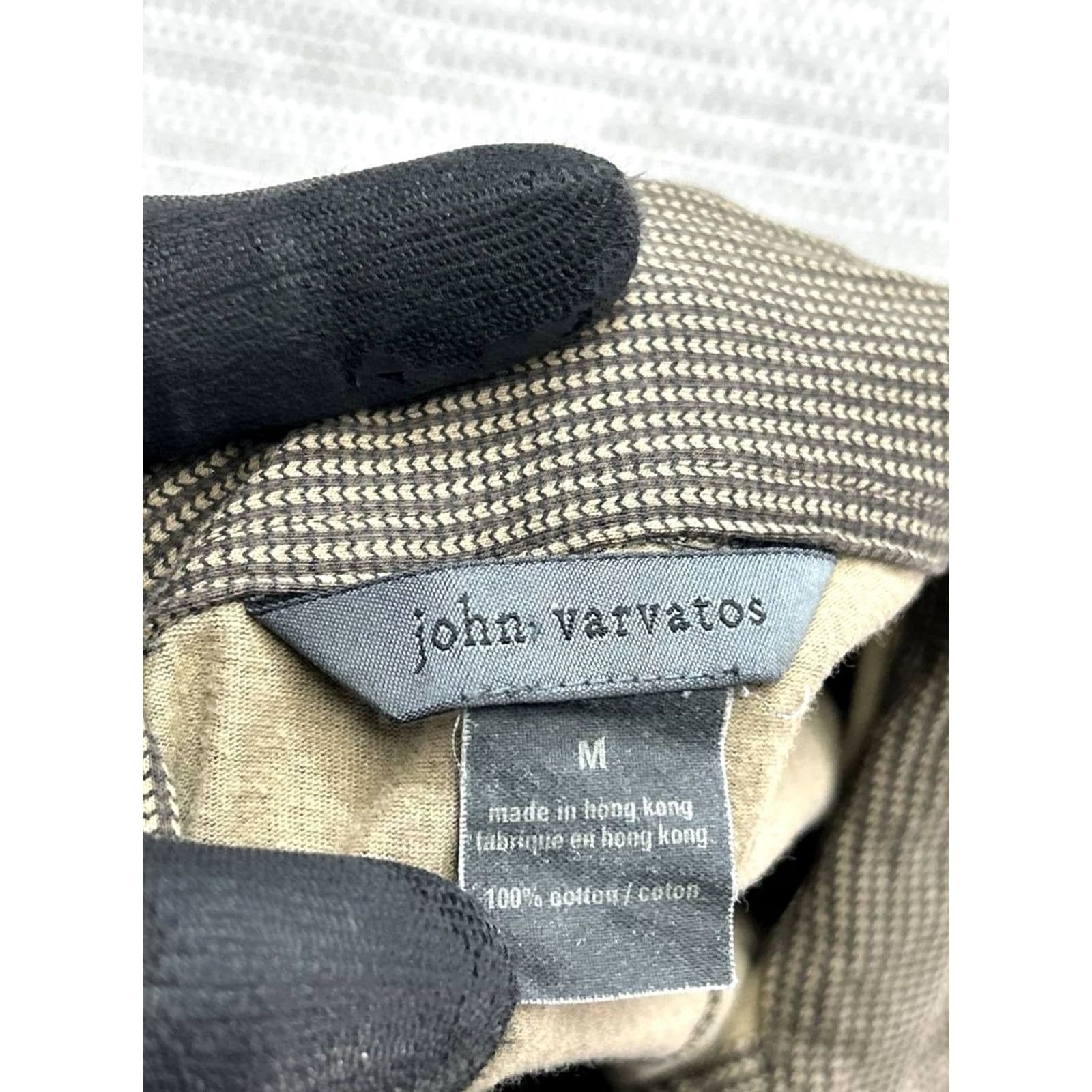 John Varvatos John Varvatos Shirt Men Medium Brown Striped Cotton Button-Up Size US M / EU 48-50 / 2 - 4 Thumbnail