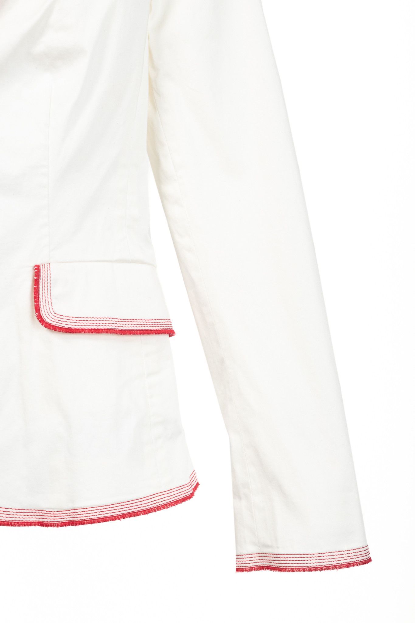 Moschino Moschino Cheap and Chic White Cotton Red-Embroidered Blazer Size M / US 6-8 / IT 42-44 - 6 Thumbnail
