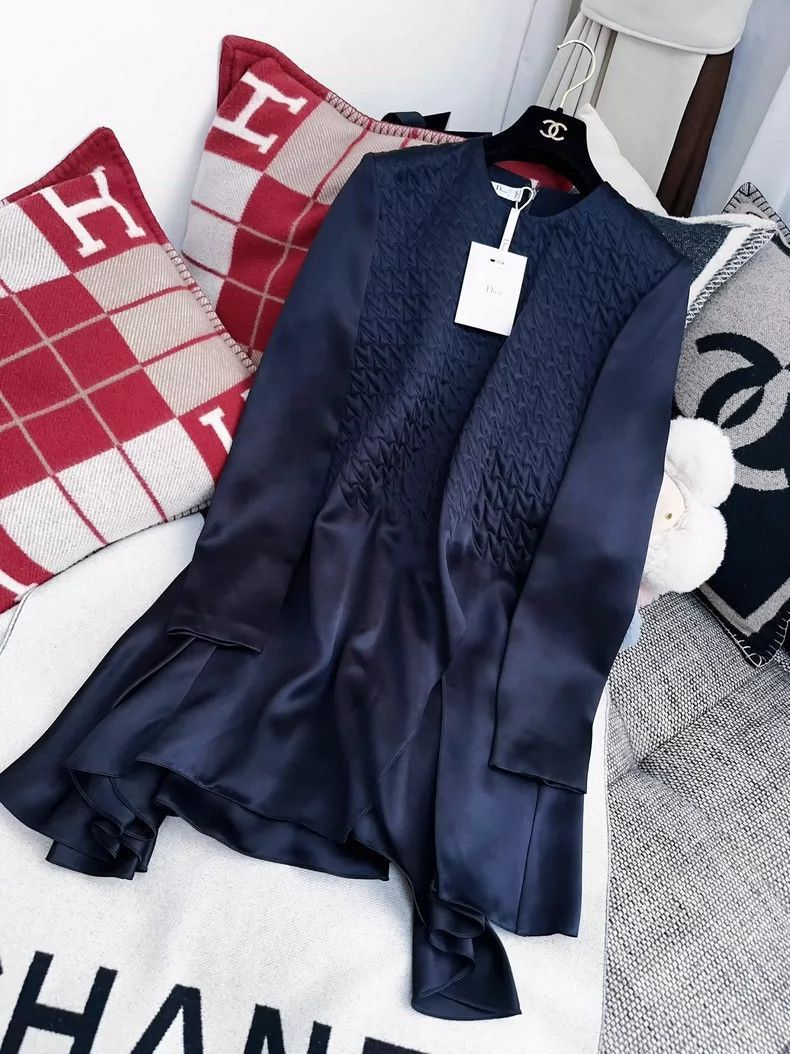 Dior Dior Silk Dress in Midnight Blue Color-2506 Size L / US 10 / IT 46 - 3 Thumbnail