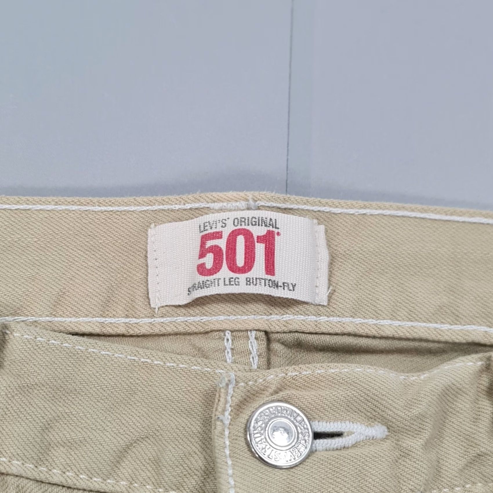 Levi's VINTAGE Levi's 501 Jeans Mens W36 L34 Ivory Straight 90s Remake Leopard Stripe Denim 5-Pocket Size US 36 / EU 52 - 3 Thumbnail