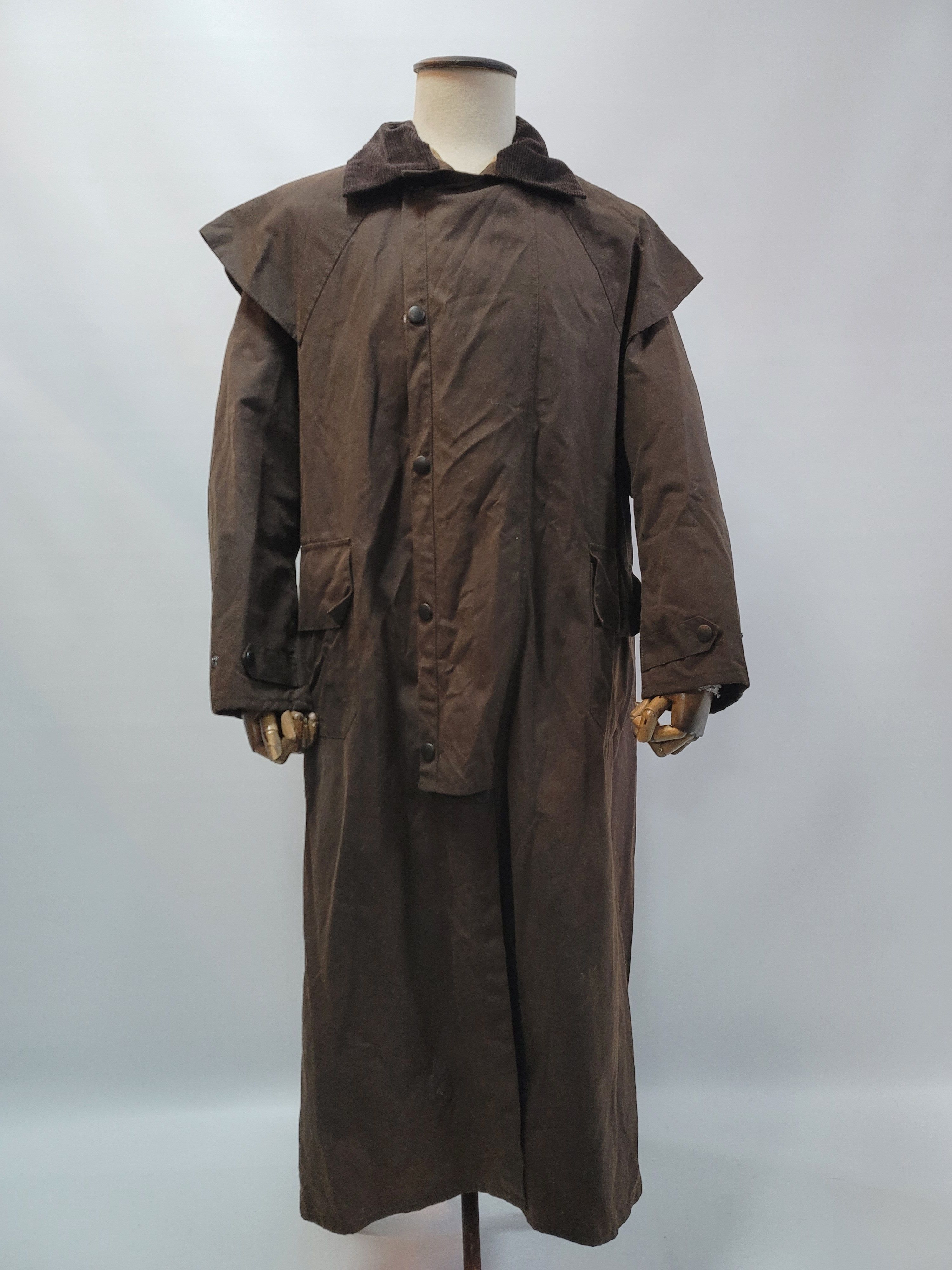 image of Barbour Wax Cotton Stockman Long Coat Jacket Brown, Men's (Size Medium)