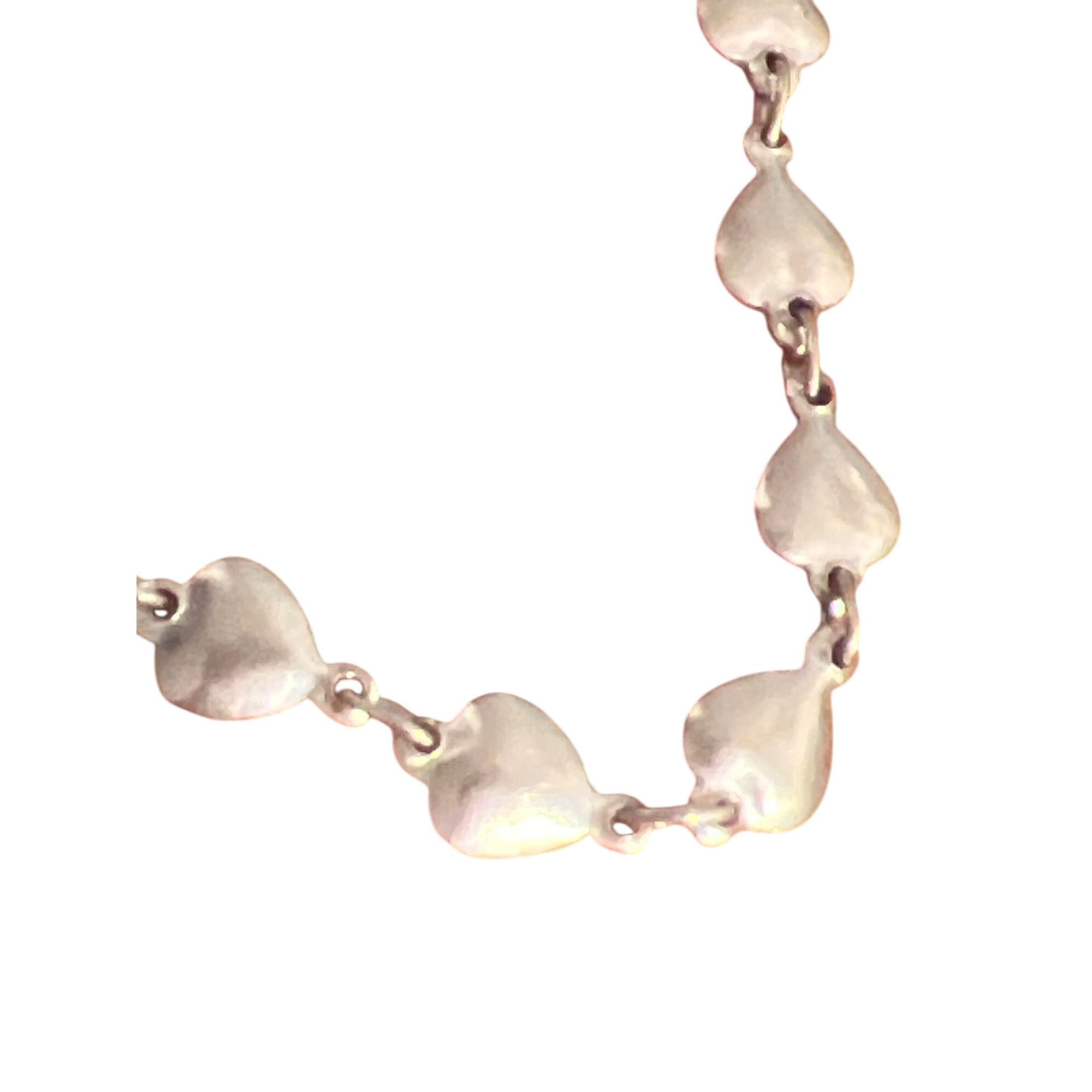 Other Vintage Silver Tone Bracelet Heart Links Dainty Spring Ring Size ONE SIZE - 2 Thumbnail