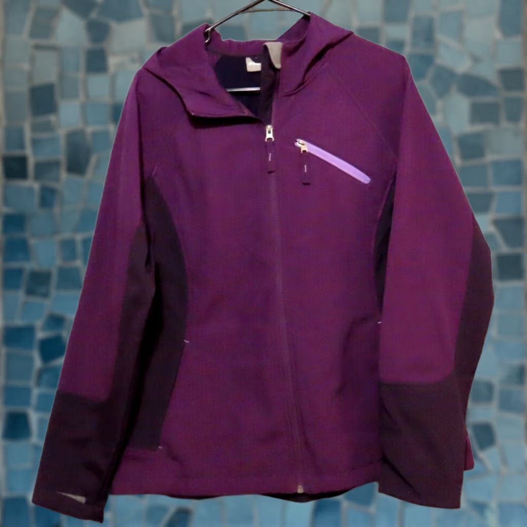 Vintage FreeTech Jacket Womens XL Purple Prune Full Zip Hooded Pockets Soft Shell Holiday Outdoor Fall Winter Zip Size XL / US 12-14 / IT 48-50 - 1 Thumbnail