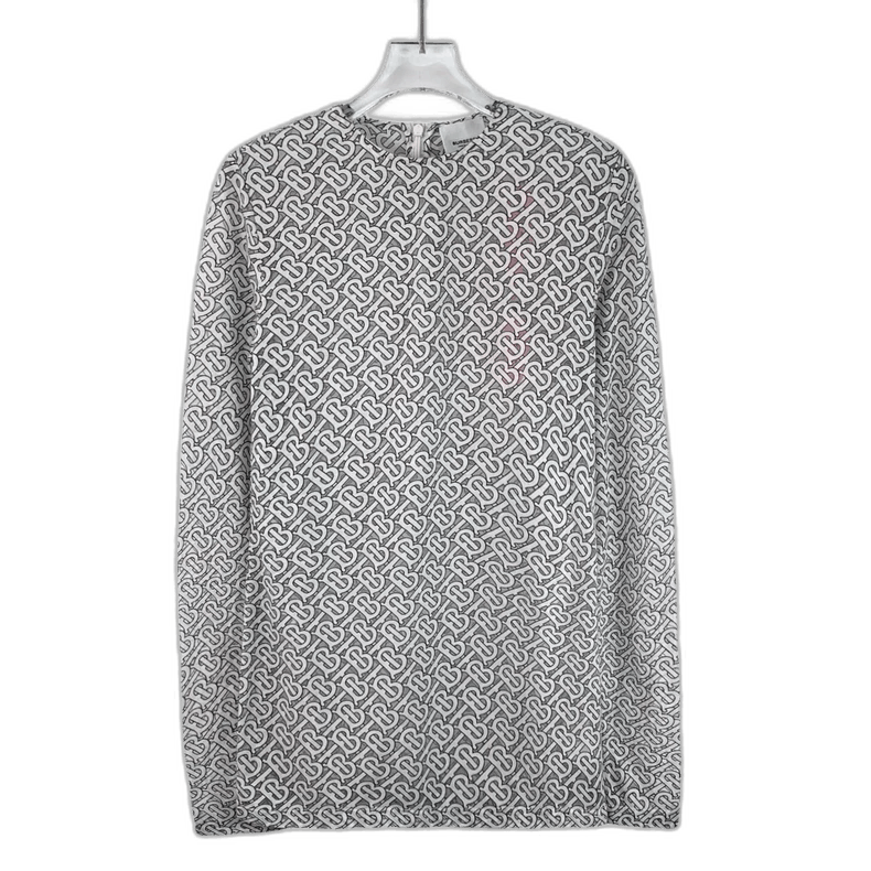 Burberry Burberry Gray and White Long Sleeve T-Shirt Size S / US 4 / IT 40 - 1 Thumbnail