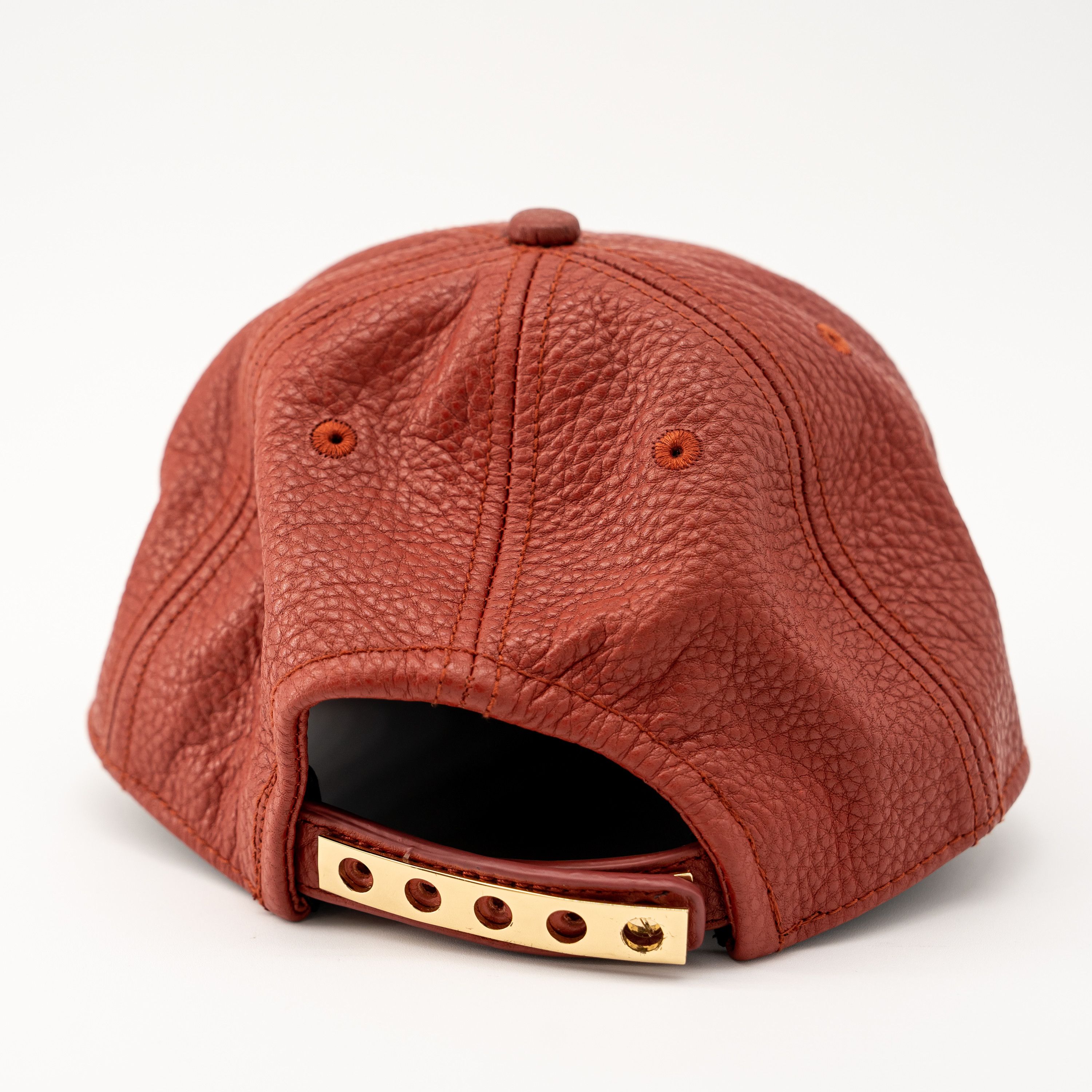 Buscemi Buscemi Screwback Cap Pebbled Cow Leather Red Hat Size ONE SIZE - 3 Thumbnail
