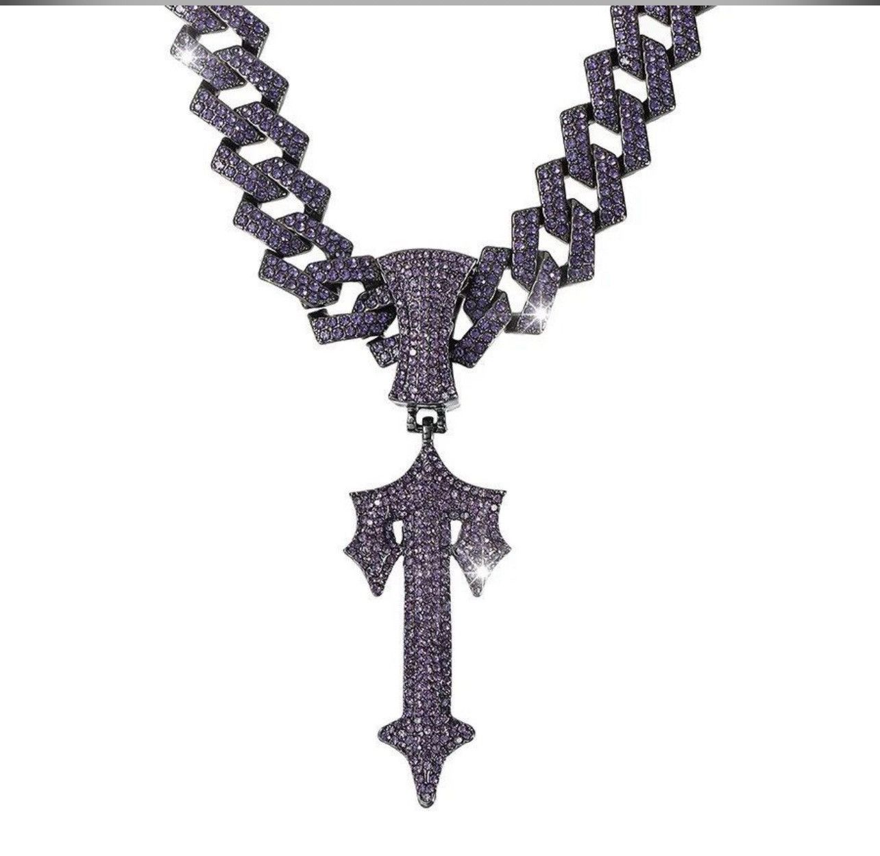 Jewelry Purple Sword Men Necklace Hip Hop Sword Pendant Necklace Size ONE SIZE - 5 Thumbnail