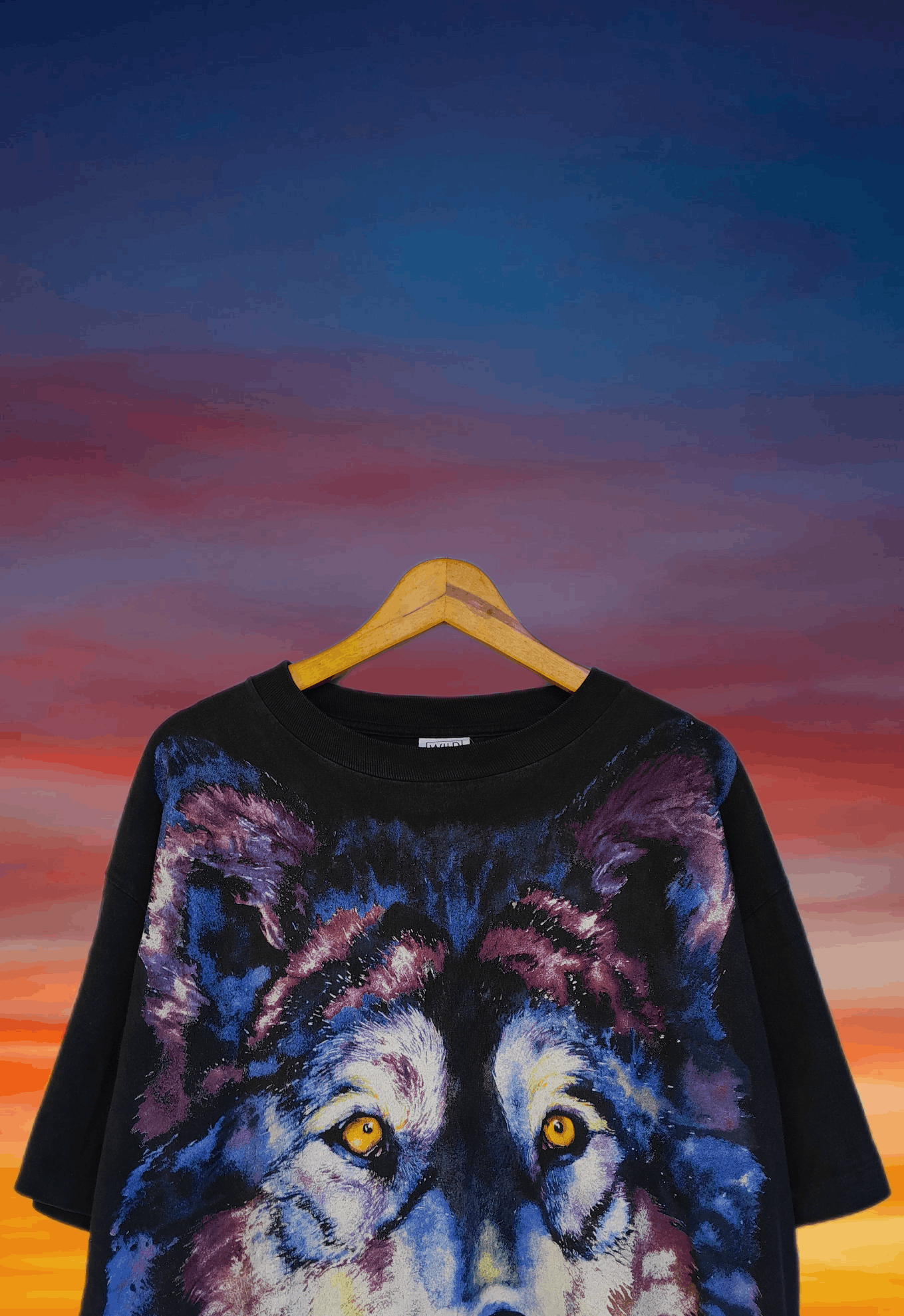 Vintage Vintage 90s WOLF Mega Print art T-Shirt raptees style Size US XL / EU 56 / 4 - 2 Thumbnail