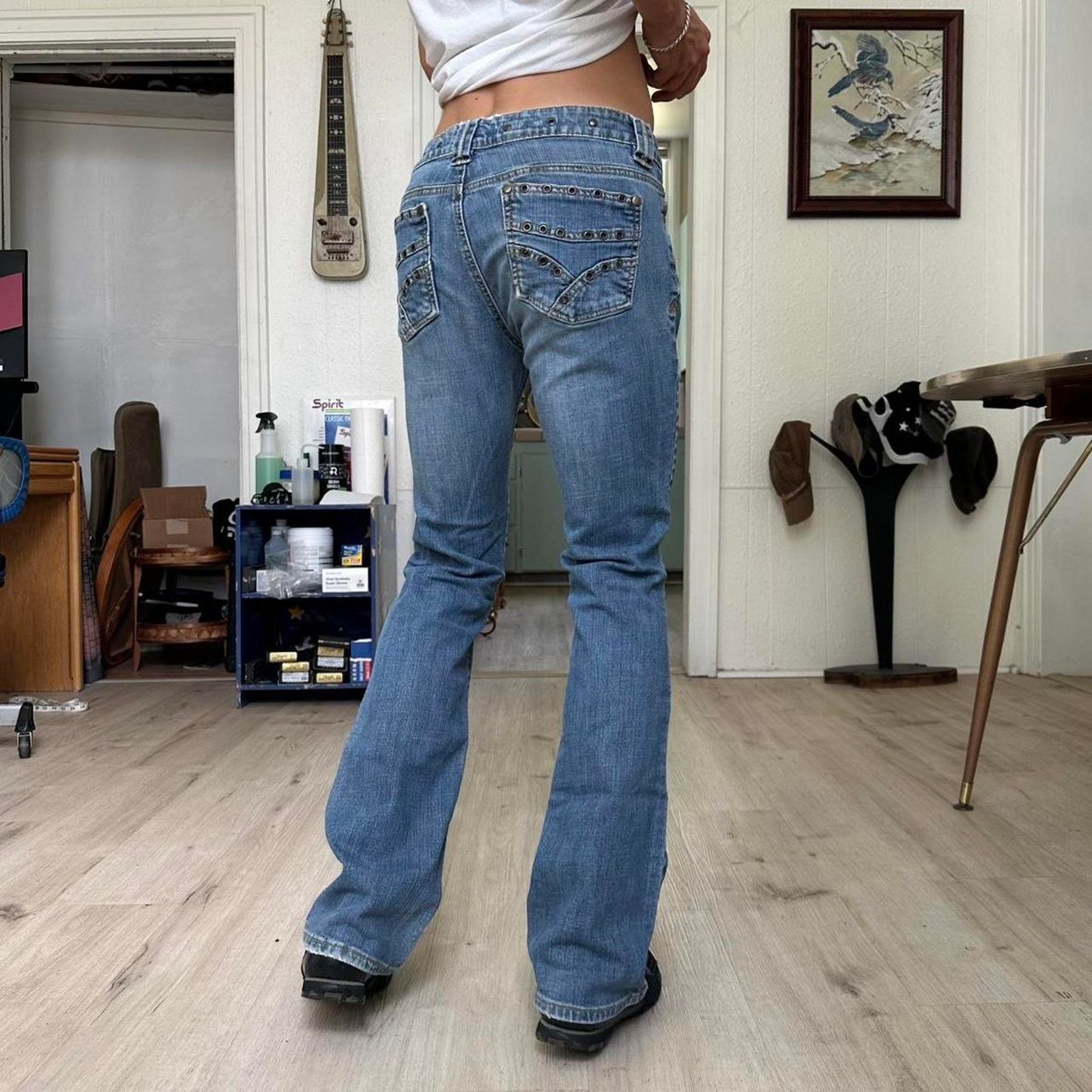 Vintage Vintage Y2K Studded Angel Low Rise Slim Denim Grunge Jean Size 29" - 3 Thumbnail