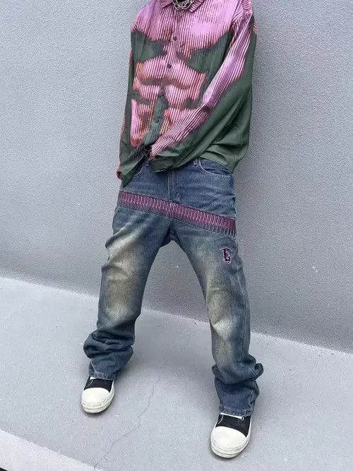 Japanese Brand × Jean High street washed distressed bullet embroidered jeans Size US 32 / EU 48 - 1 Thumbnail