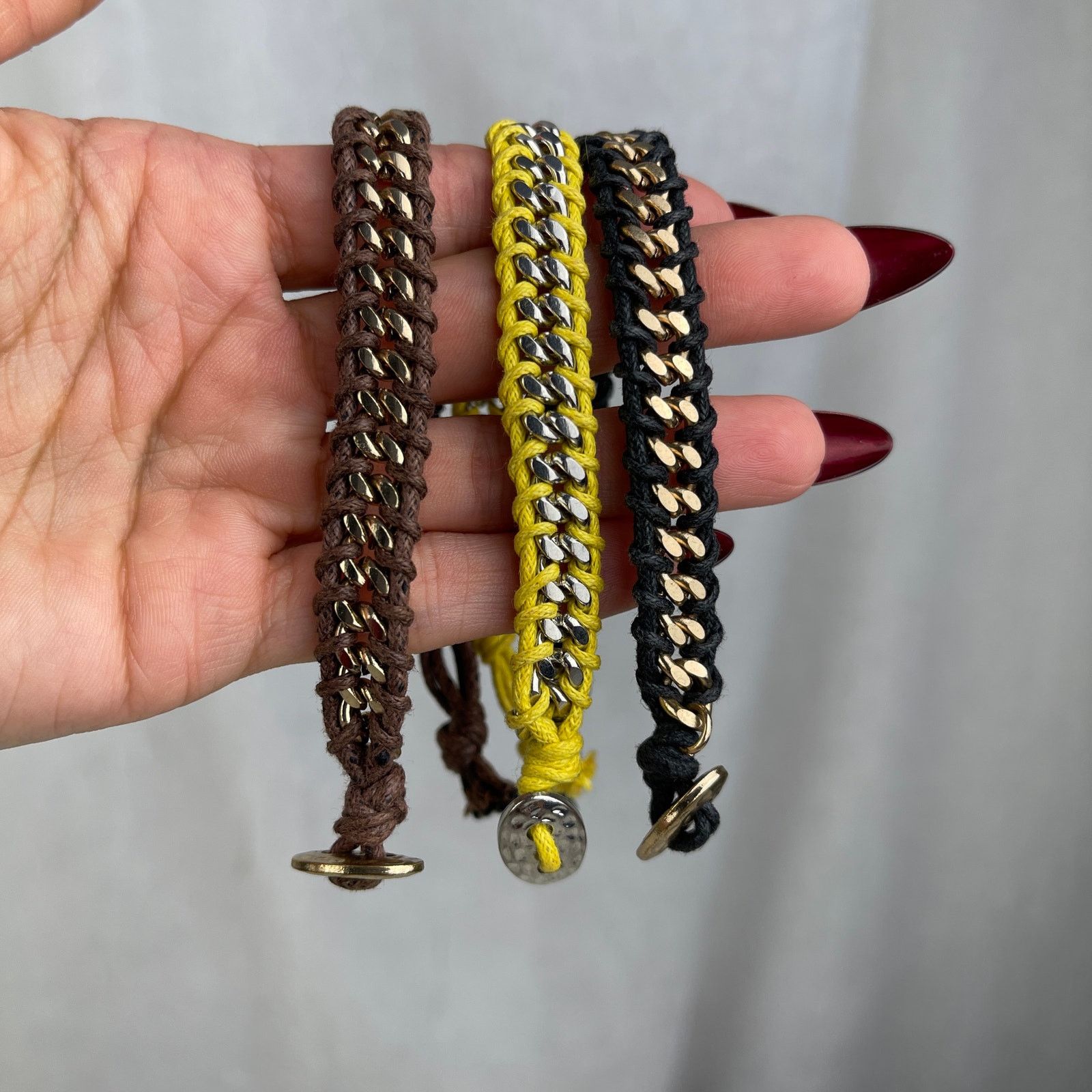Other Chain Link Braided Bracelets Gold Silver Black Brown Yellow Size ONE SIZE - 23 Thumbnail