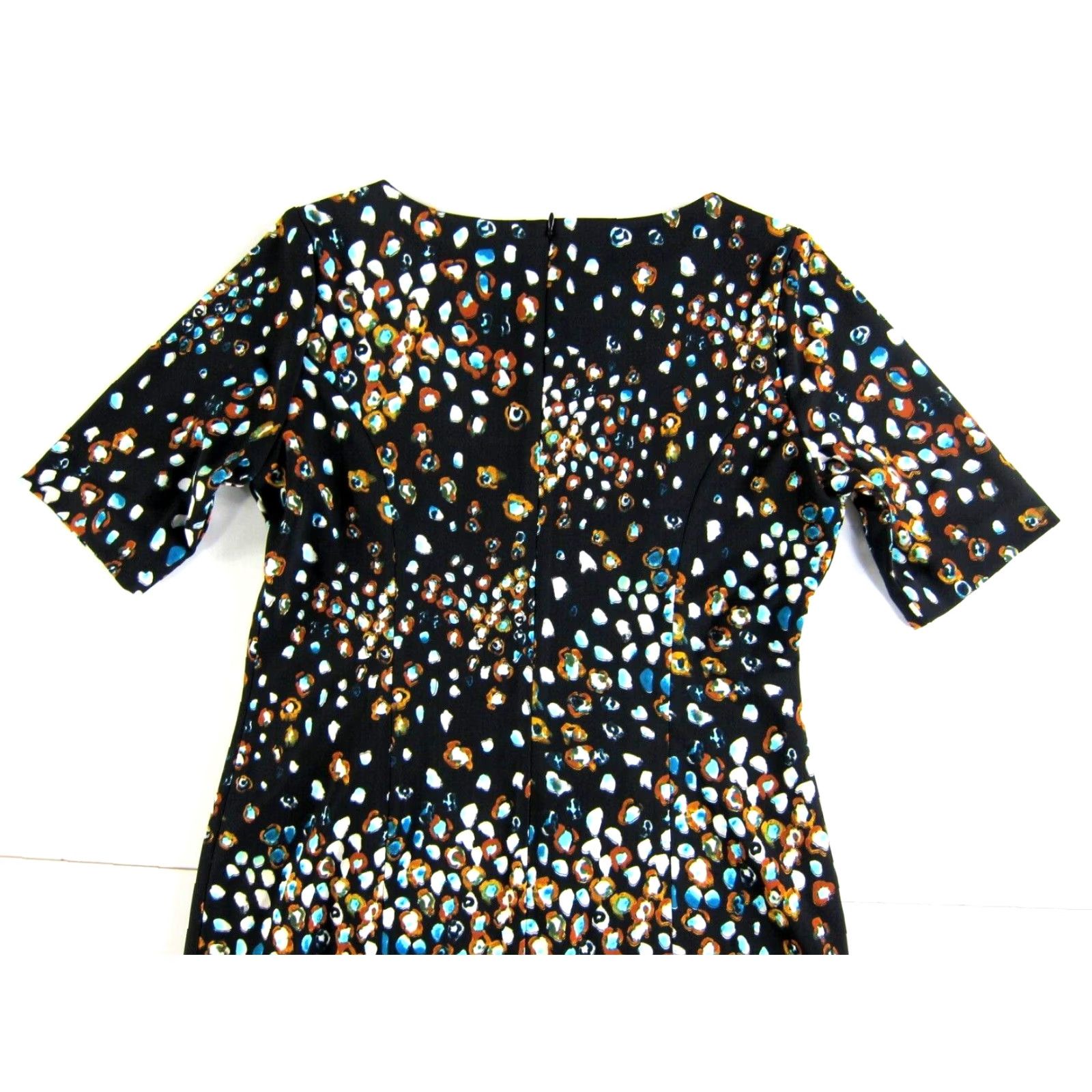 Alfani NWT Alfani Dress Short Sleeve Sheath Black Polka Dot Stretch Midi Zip 6 Womens Size 28" / US 6 / IT 42 - 3 Thumbnail