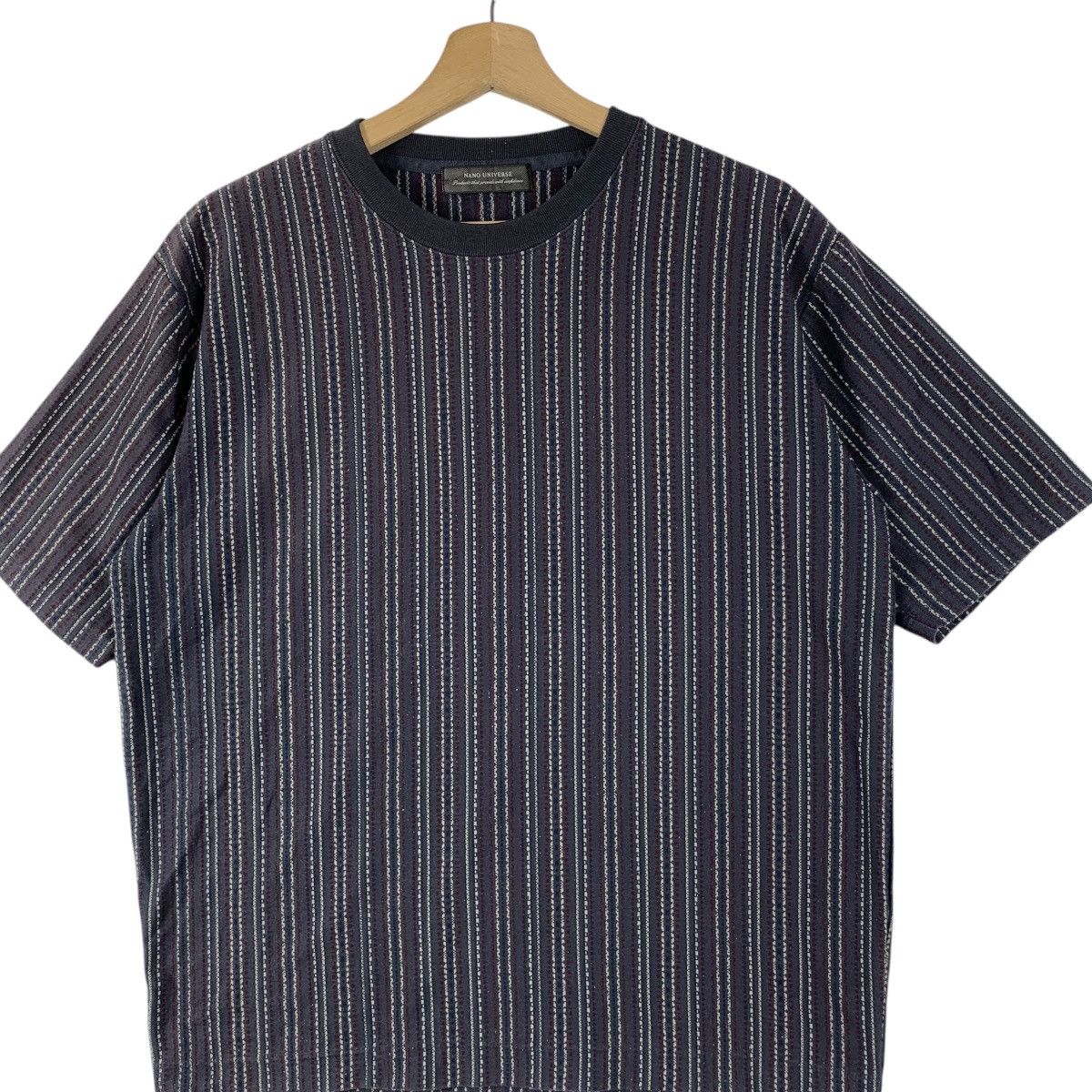 NANO universe NANO UNIVERSE JAPAN Striped Herringbone Baggy Tee Shirt Top Size M / US 6-8 / IT 42-44 - 3 Thumbnail