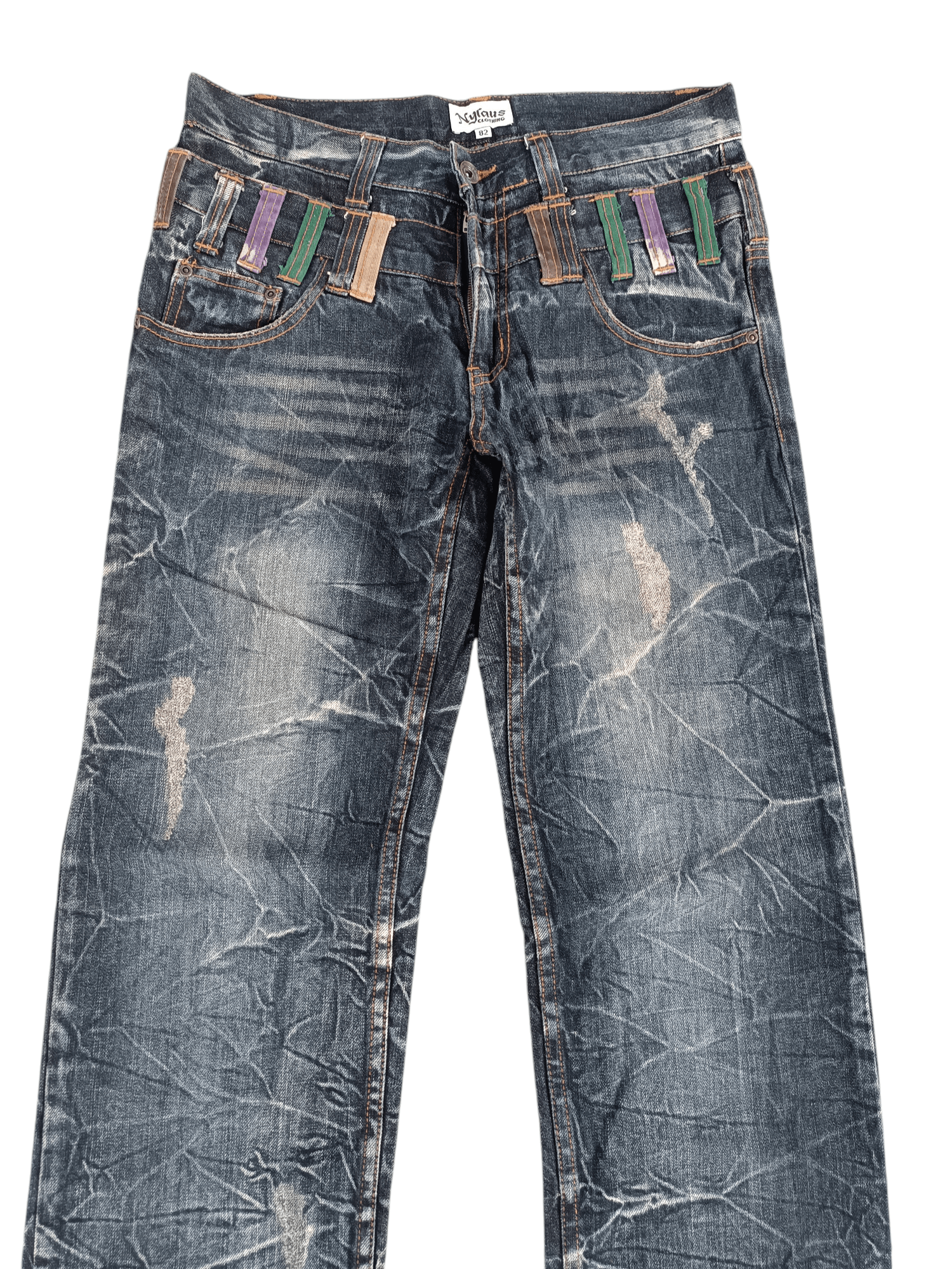 Japanese Brand 💥VINTAGE NYLAUS JEANS DOUBLE WAIST DESIGN RARE Size US 30 / EU 46 - 18 Thumbnail