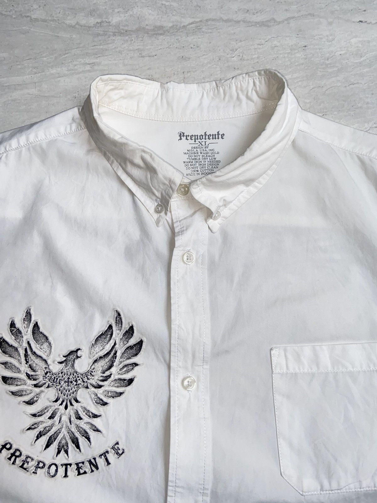 Issey Miyake × Japanese Brand × Vintage PREPOTENTE White Motive Shirt Size US L / EU 52-54 / 3 - 12 Thumbnail