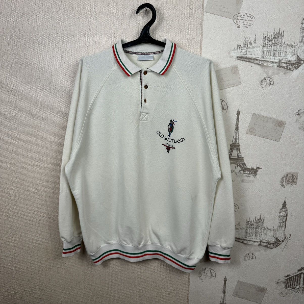 Adidas Vintage Adidas Old Scotland Sweartshirt Sz L Beige Mens Size US L / EU 52-54 / 3 - 6 Thumbnail