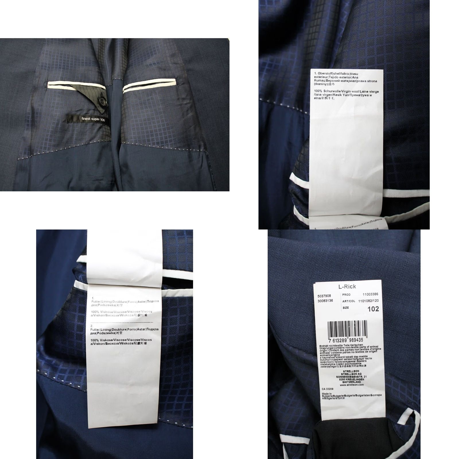 Vintage STRELLSON L-Rick Finest Super 100 Blazer Men's LARGE Wool Formal Single Breasted Blue Size 42R - 8 Thumbnail