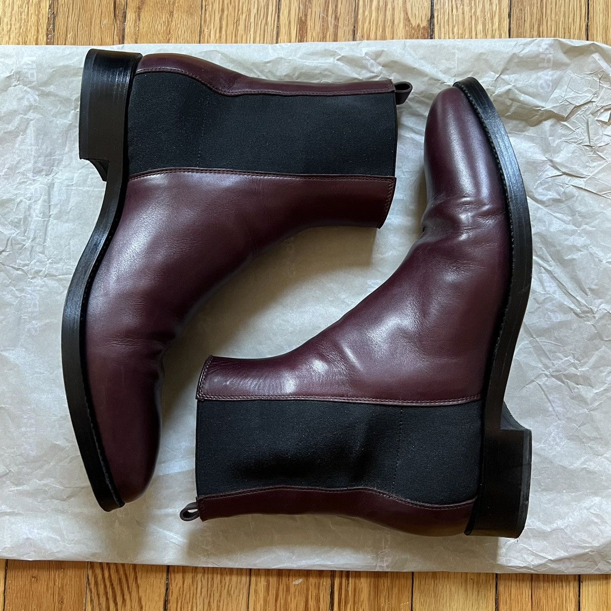 The Row Coffee Leather Chelsea Boots