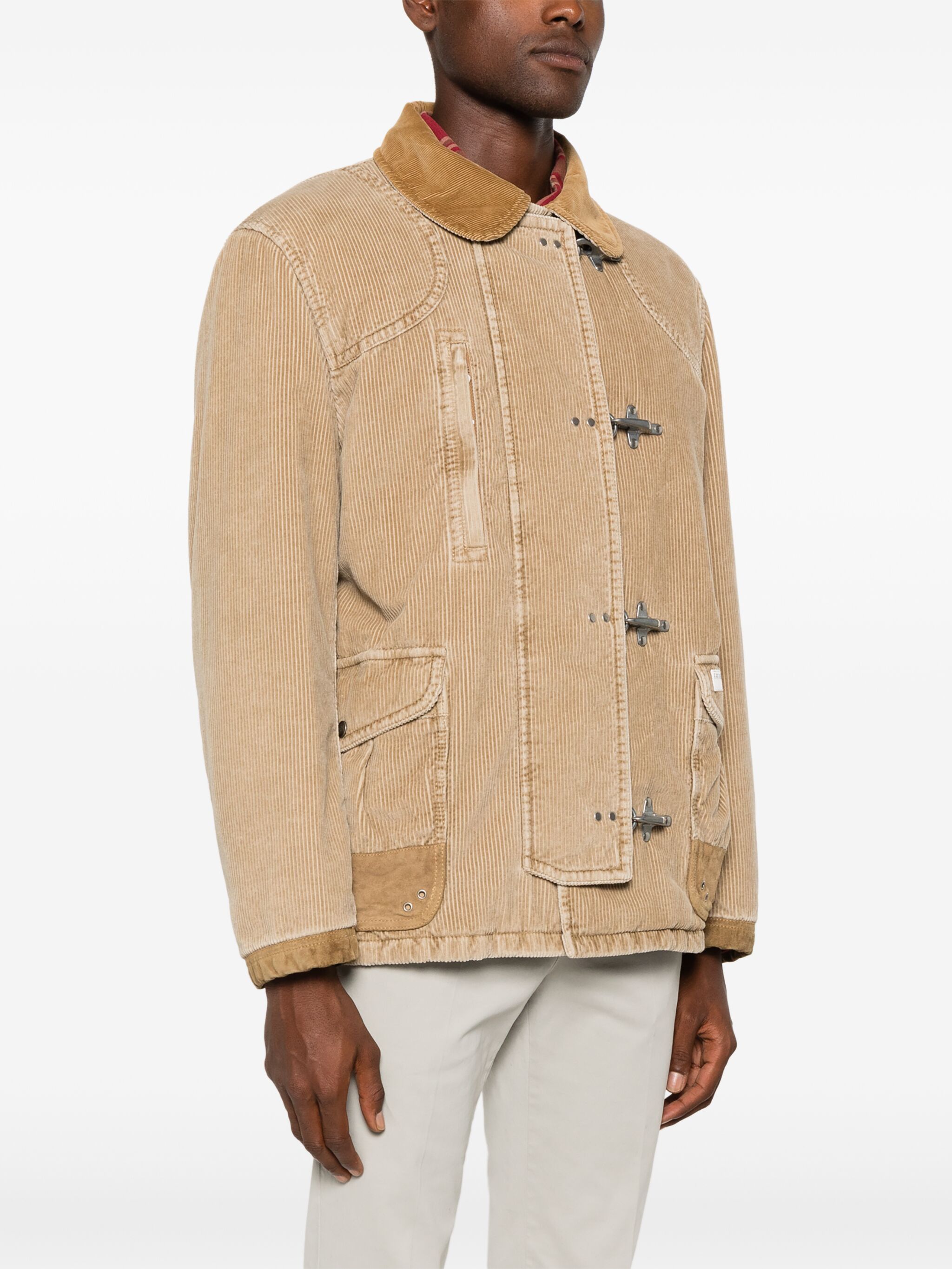 Fay o1s22i1n1124 4-Hook Ribbed Velvet Jacket in Beige Size US L / EU 52-54 / 3 - 3 Thumbnail