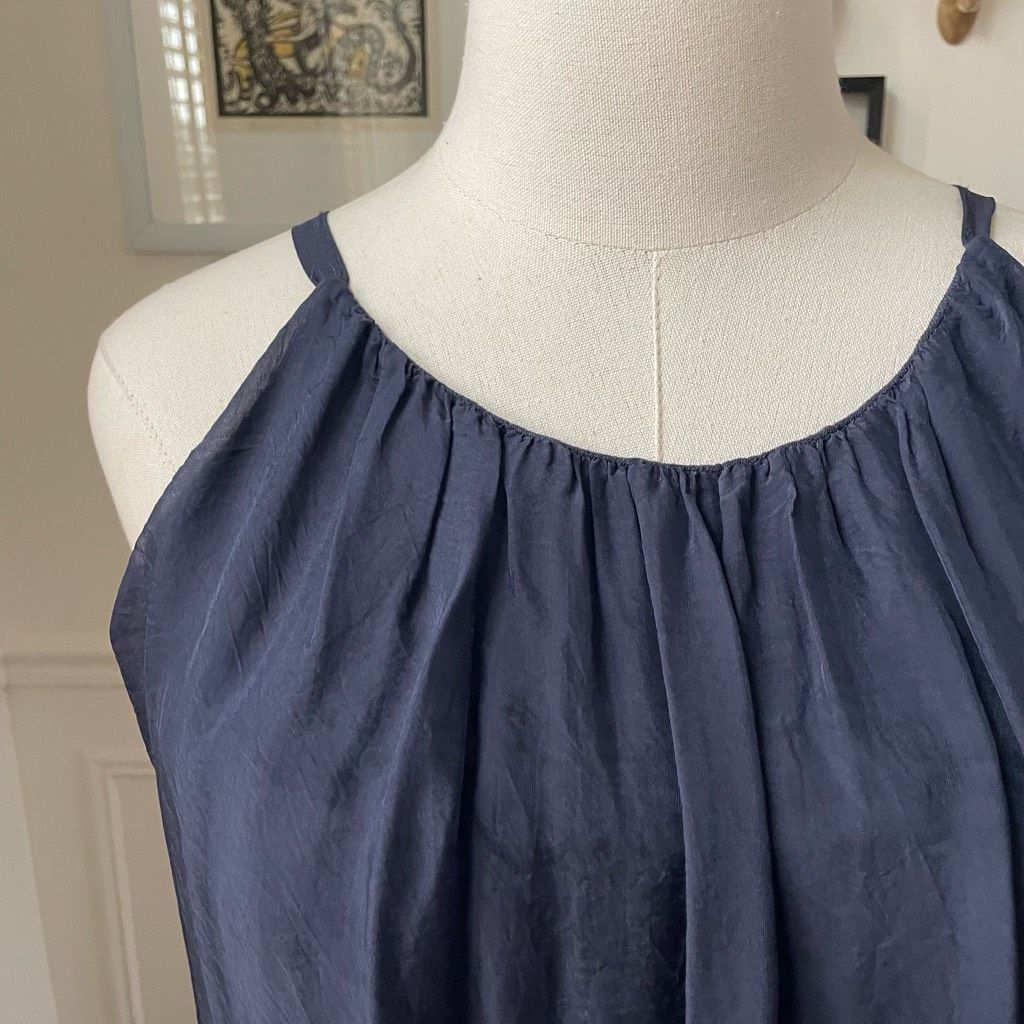 Other Gigi Moda Italy Venus Silk Maxi Dress Navy Blue M L $115 OSF Size M / US 6-8 / IT 42-44 - 3 Thumbnail