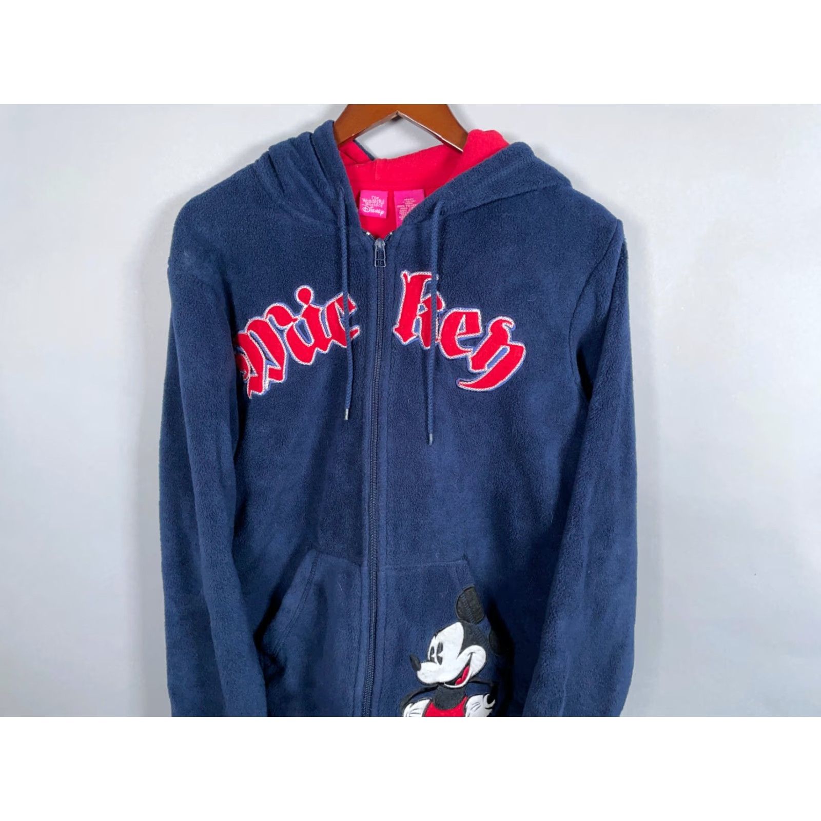Disney Disney Mickey Mouse Fleece Zip Up Hoodie Women's Large Dark Blue Embroidered Size L / US 10 / IT 46 - 4 Thumbnail