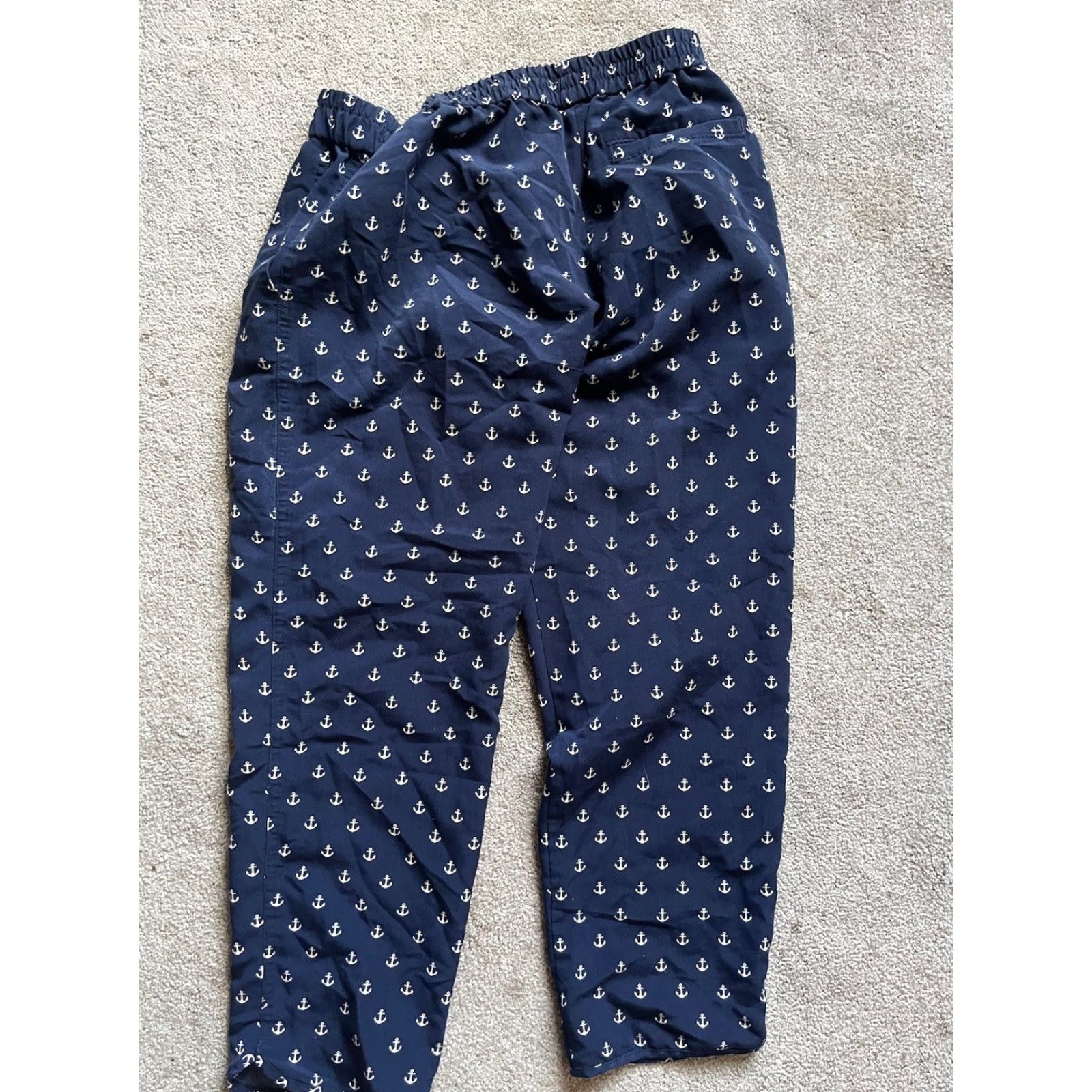 J.Crew J Crew Women's Blue Anchor Pants Casual Elastic Waist XS Size 26" / US 2 / IT 38 - 3 Thumbnail