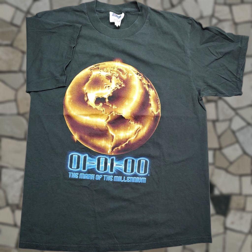 Vintage VINTAGE Mark Of The Millennium T Shirt Black CSA Mens Large Crew Neck Short Sleeve 90s USA Holiday Graphic Tee Size US L / EU 52-54 / 3 - 1 Thumbnail