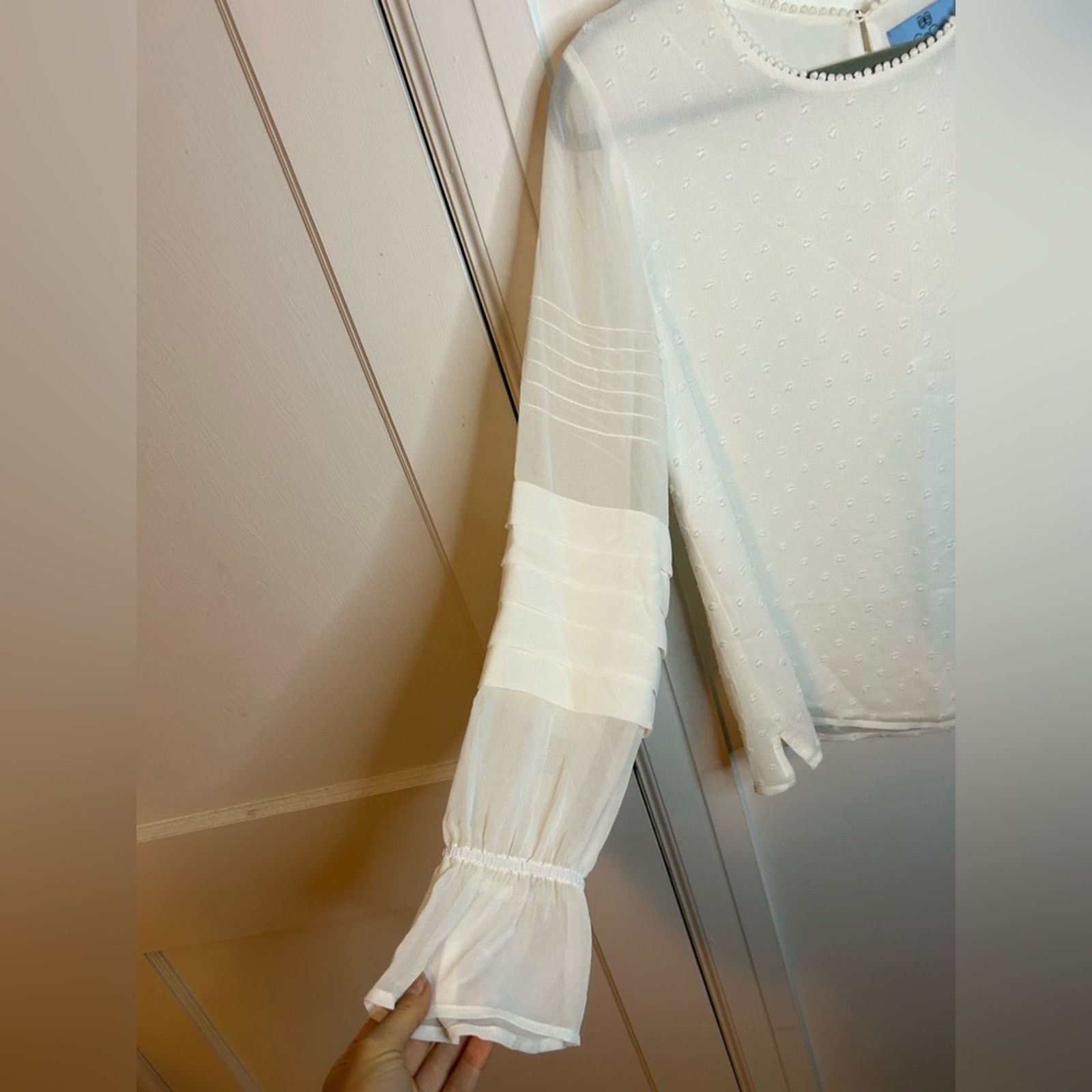 Other Cece White Swiss Dot Sheer Sleeve Blouse Size M / US 6-8 / IT 42-44 - 5 Thumbnail