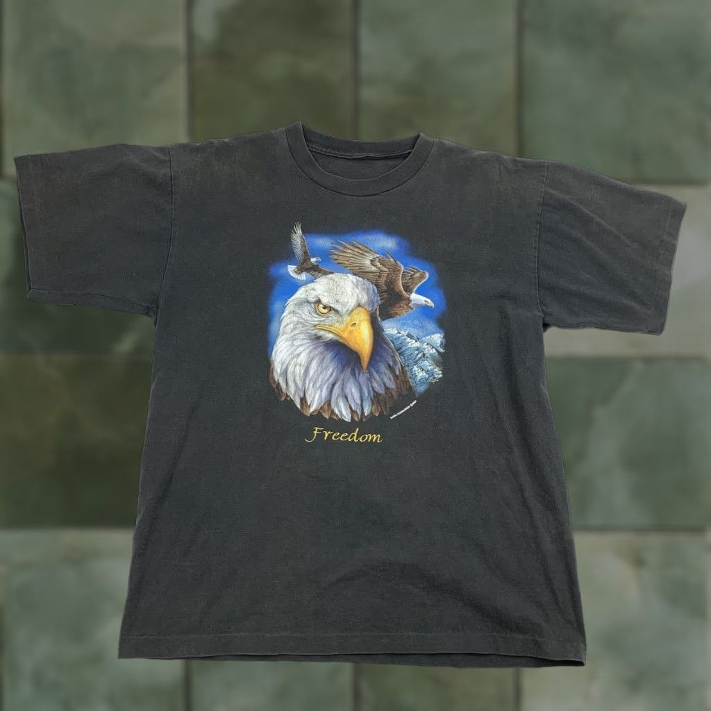 Vintage VINTAGE Bald Eagle Shirt Adult Medium Black USA 90s Nature Animals Freedom Y2K Faded Men Shirt M Black/Grey? Size US M / EU 48-50 / 2 - 1 Thumbnail