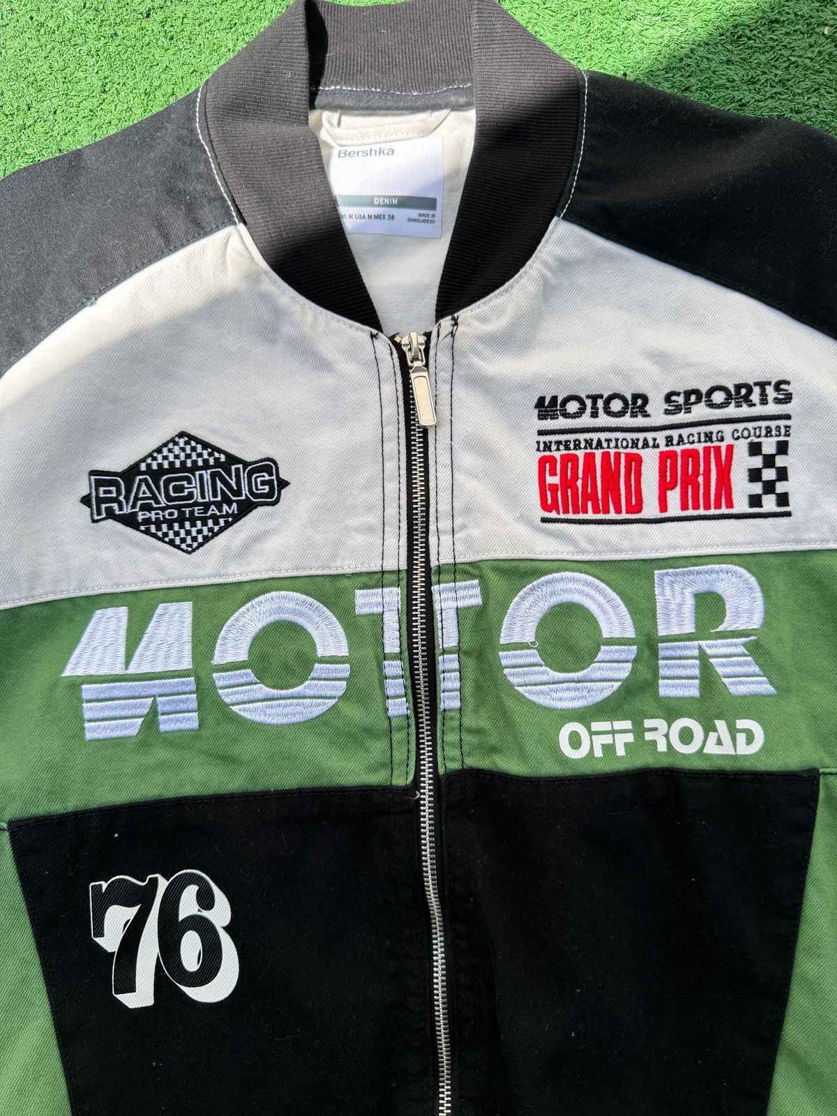 Bershka Bershka Denim Motocross Jacket Black Green Size M Rare Size US M / EU 48-50 / 2 - 4 Thumbnail