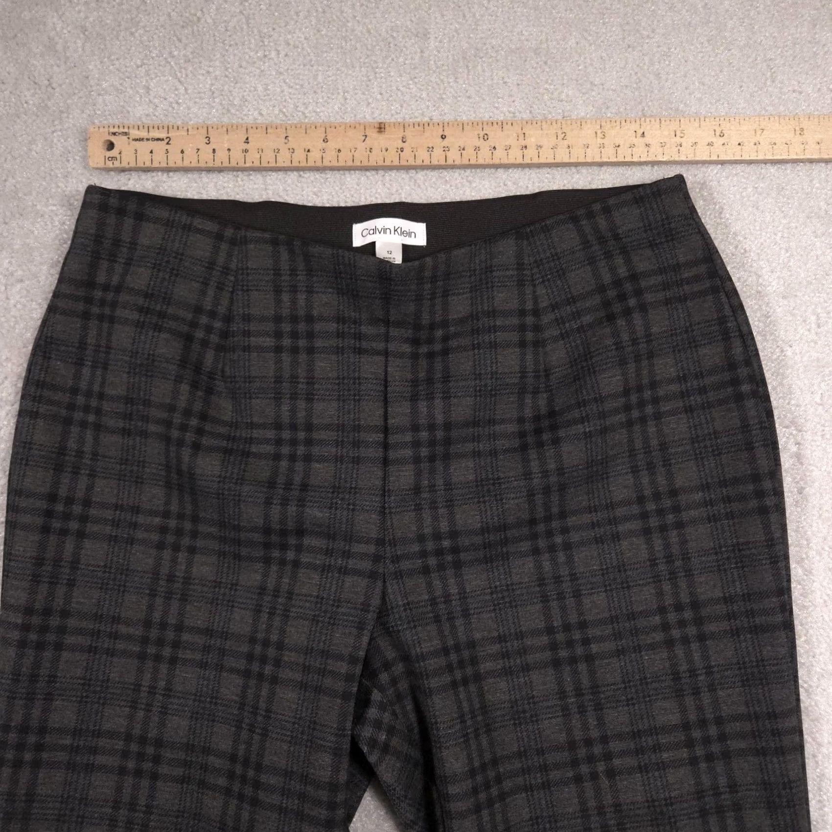 Calvin Klein Calvin Klein Dress Pants Womens 12 Gray Plaid Skinny Pull On Stretch Work Career Size 34" / US 12 / IT 48 - 4 Thumbnail